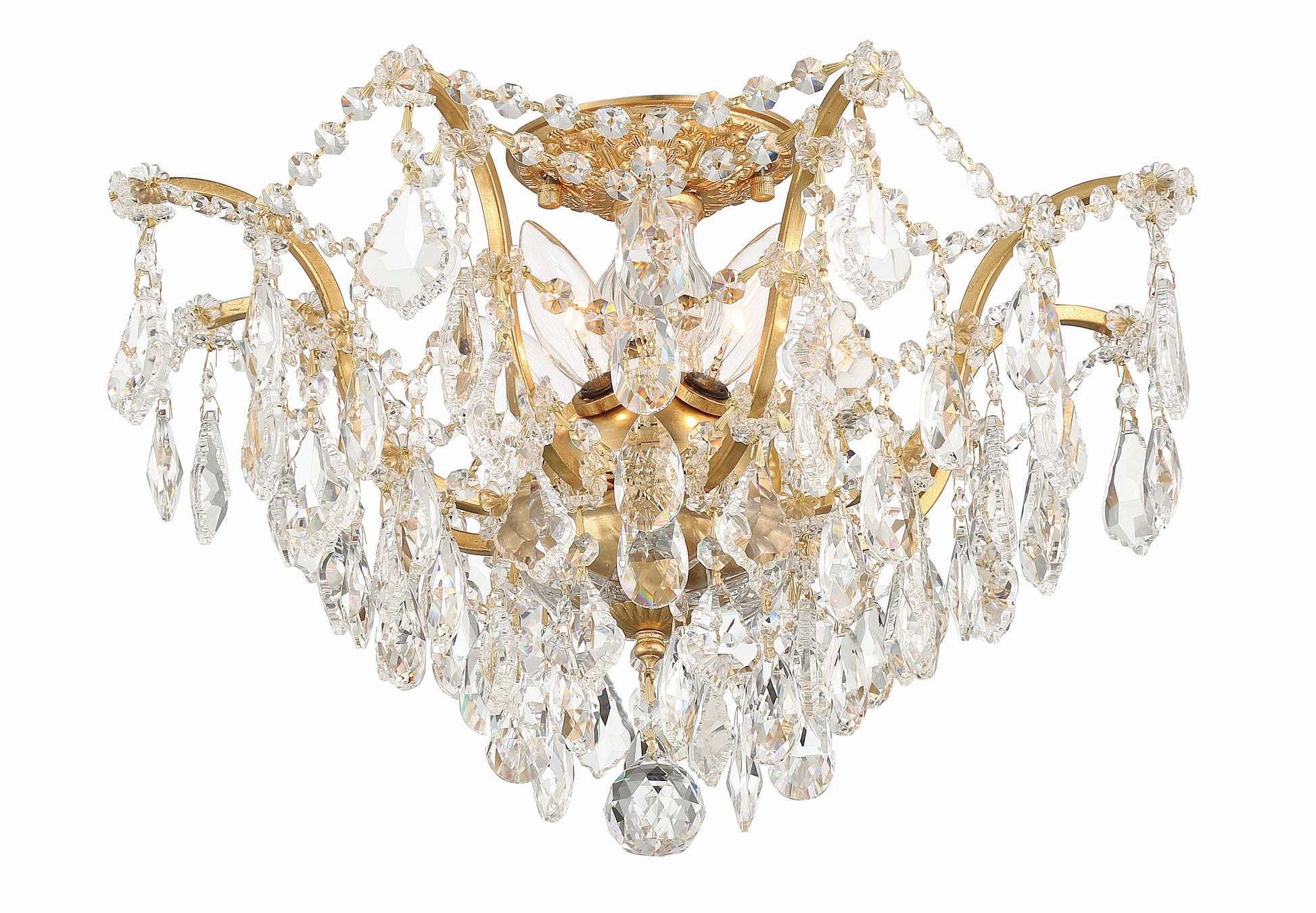 Crystorama Filmore 4457-GA-CL-SAQ – 19 Inch – 5 Light – Semi Flush Mount Light – Clear Crystal – Antique Gold – Dry Rated