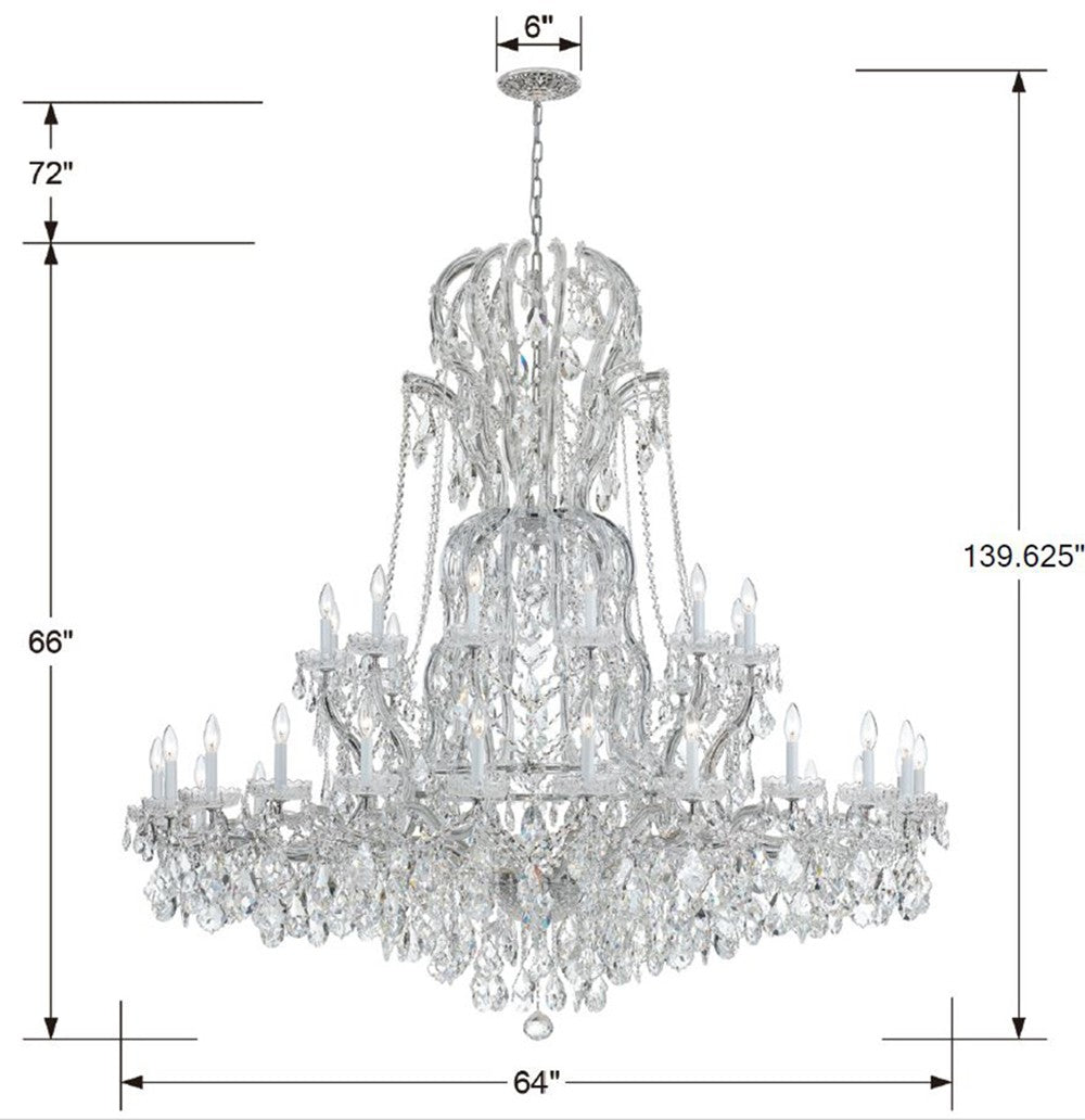 Crystorama Maria Theresa 4460-CH-CL-SAQ – 64 Inch – 37 Light – Chandelier – Clear Crystal – Polished Chrome – Dry Rated