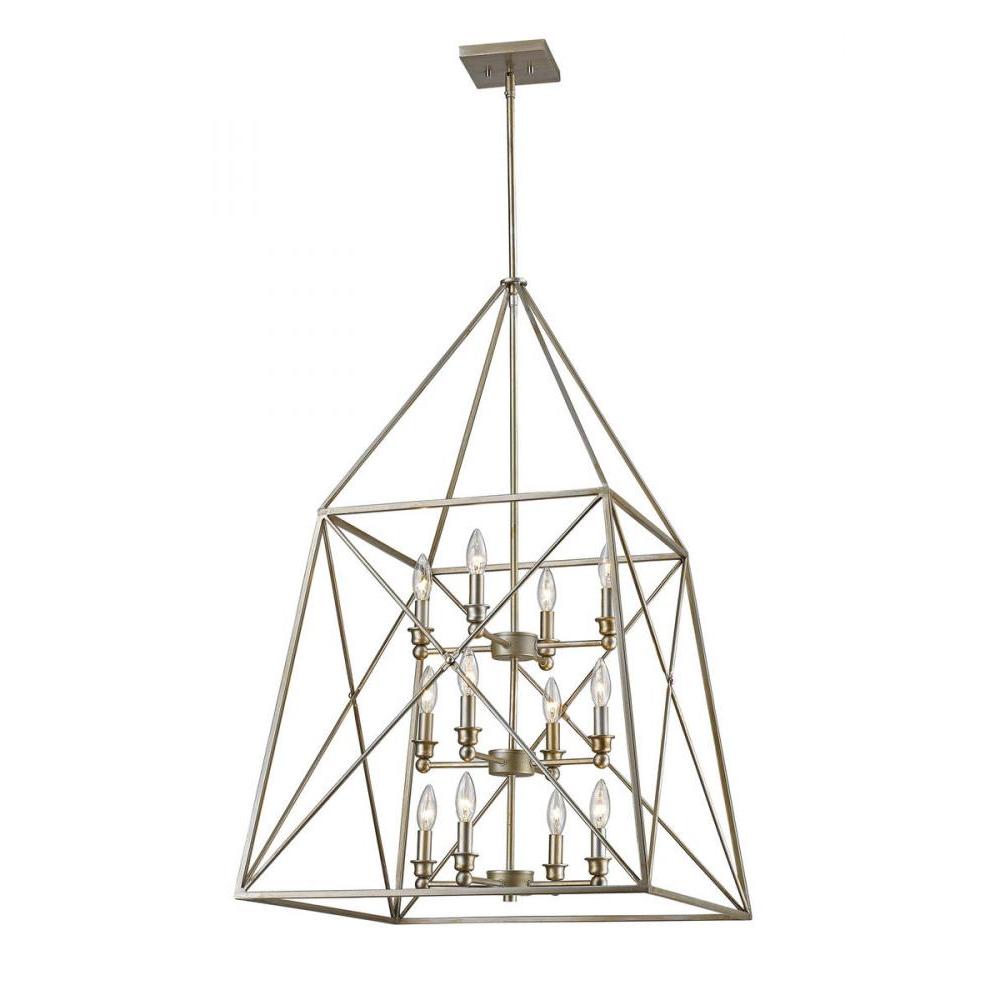 12 Light Chandelier-Antique Silver