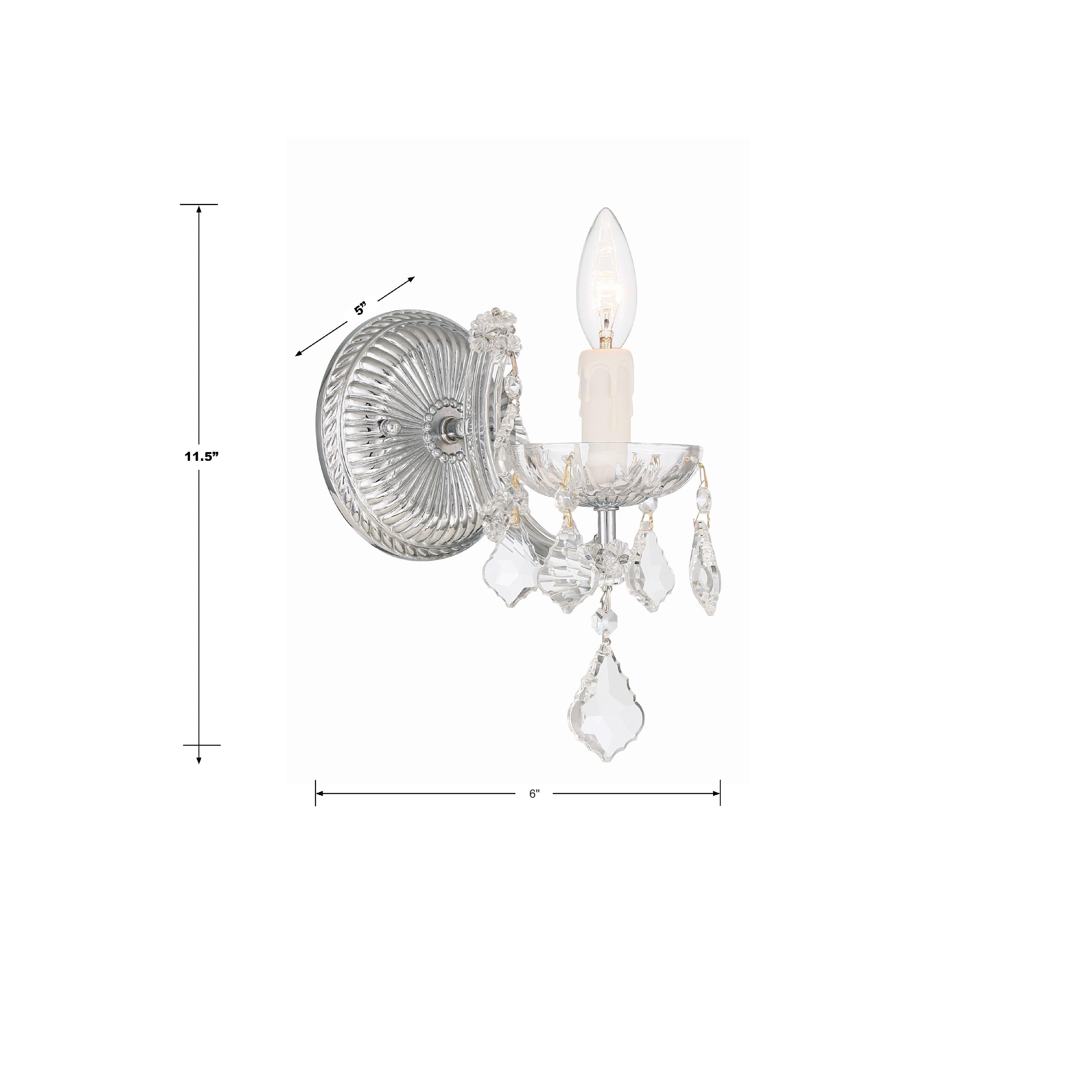 Crystorama Maria Theresa 4471-CH-CL-MWP – 6 Inch – 1 Light – Sconce – Clear Crystal – Polished Chrome – Dry Rated