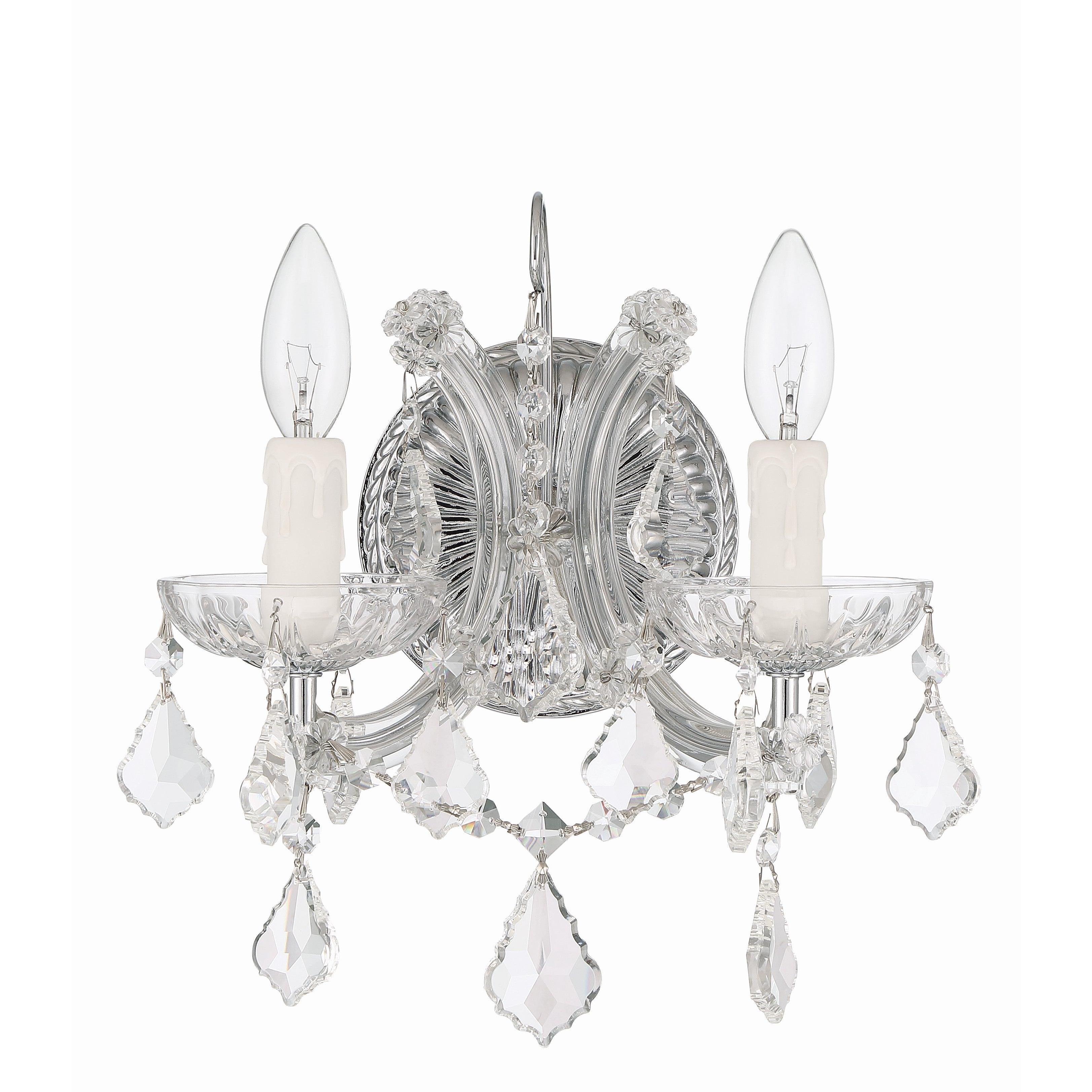 Crystorama Maria Theresa 4472-CH-CL-I – 10.5 Inch – 2 Light – Sconce – Clear Crystal – Polished Chrome – Dry Rated