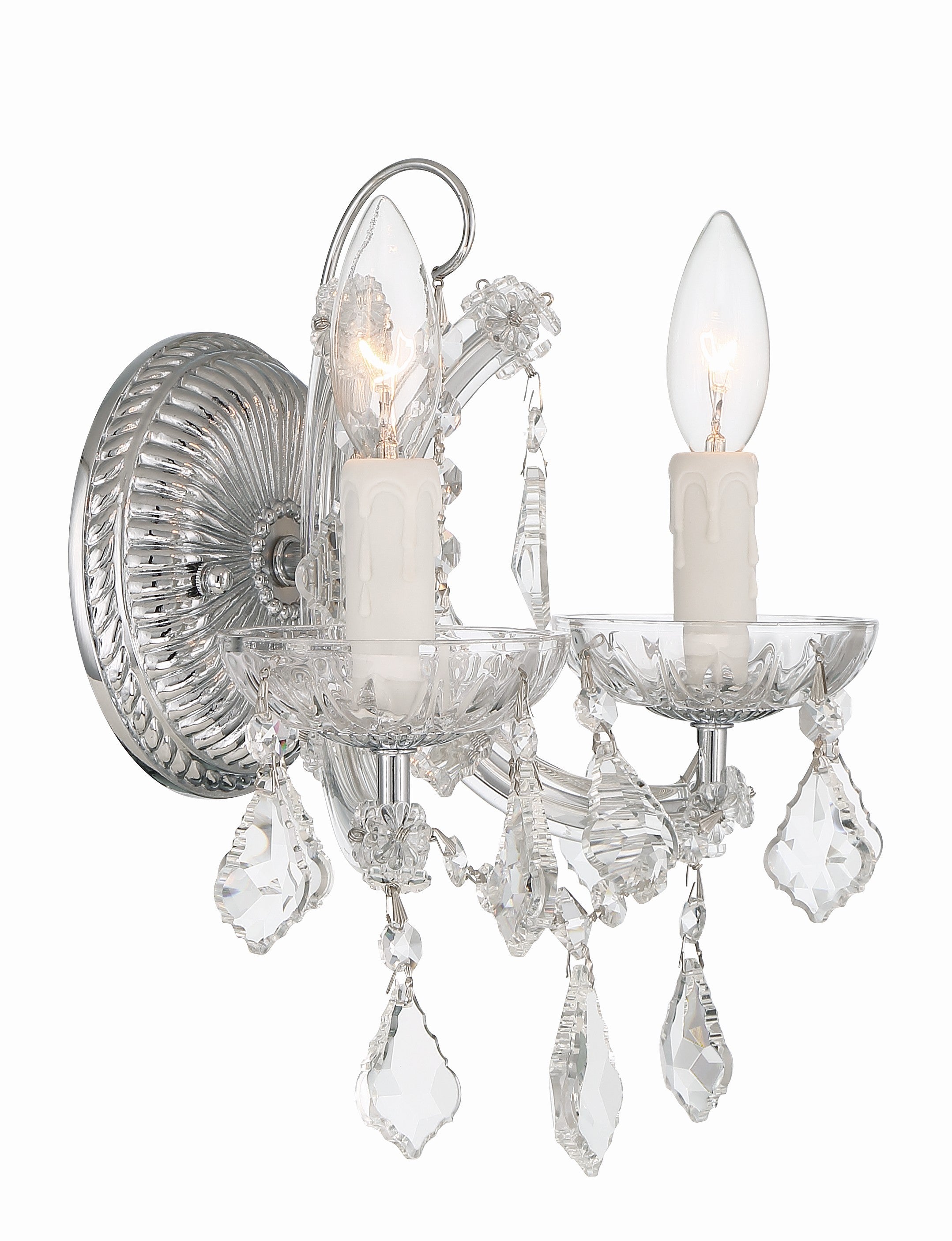 Crystorama Maria Theresa 4472-CH-CL-MWP – 10.5 Inch – 2 Light – Sconce – Clear Crystal – Polished Chrome – Dry Rated