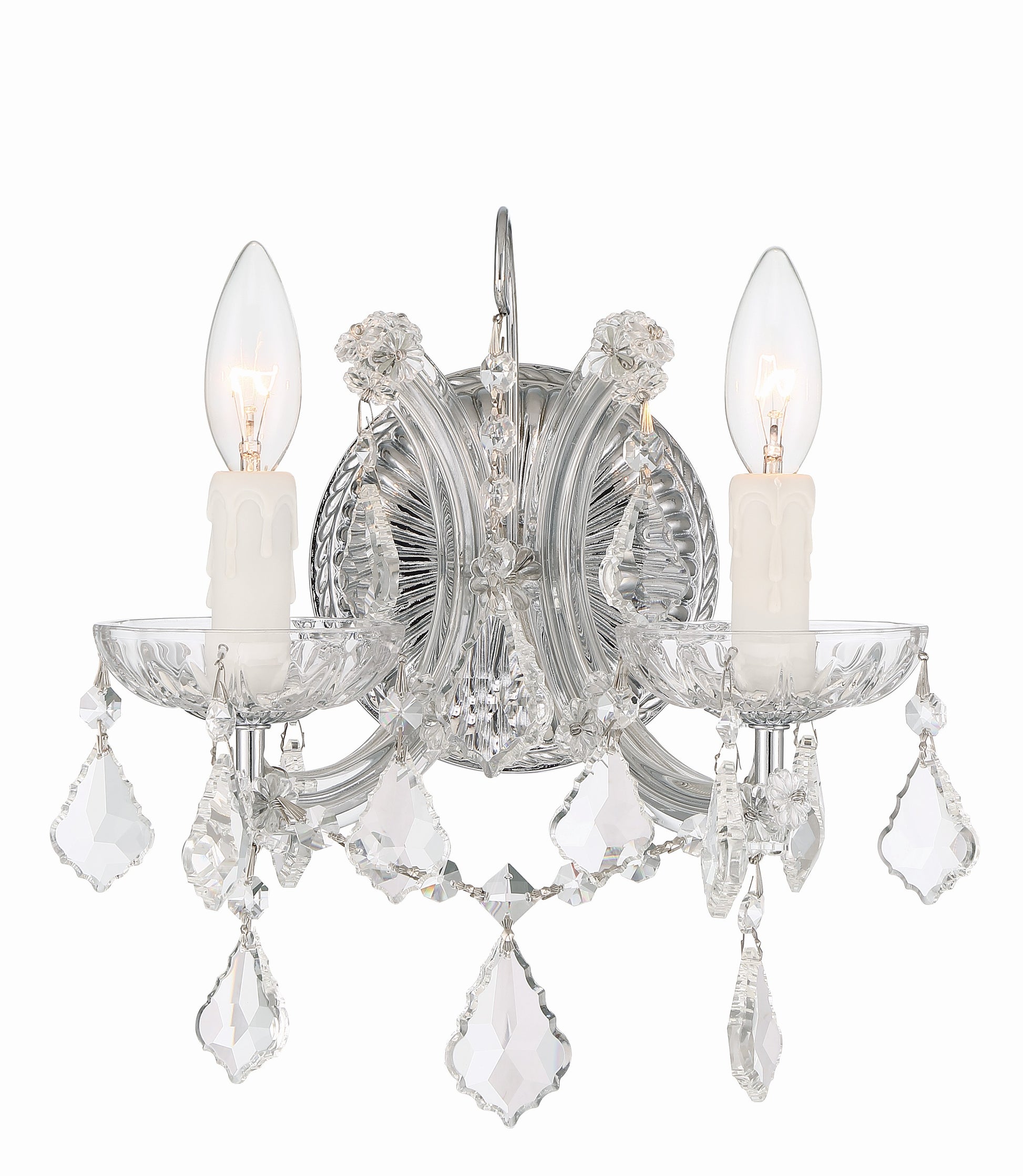 Crystorama Maria Theresa 4472-CH-CL-SAQ – 10.5 Inch – 2 Light – Sconce – Clear Crystal – Polished Chrome – Dry Rated