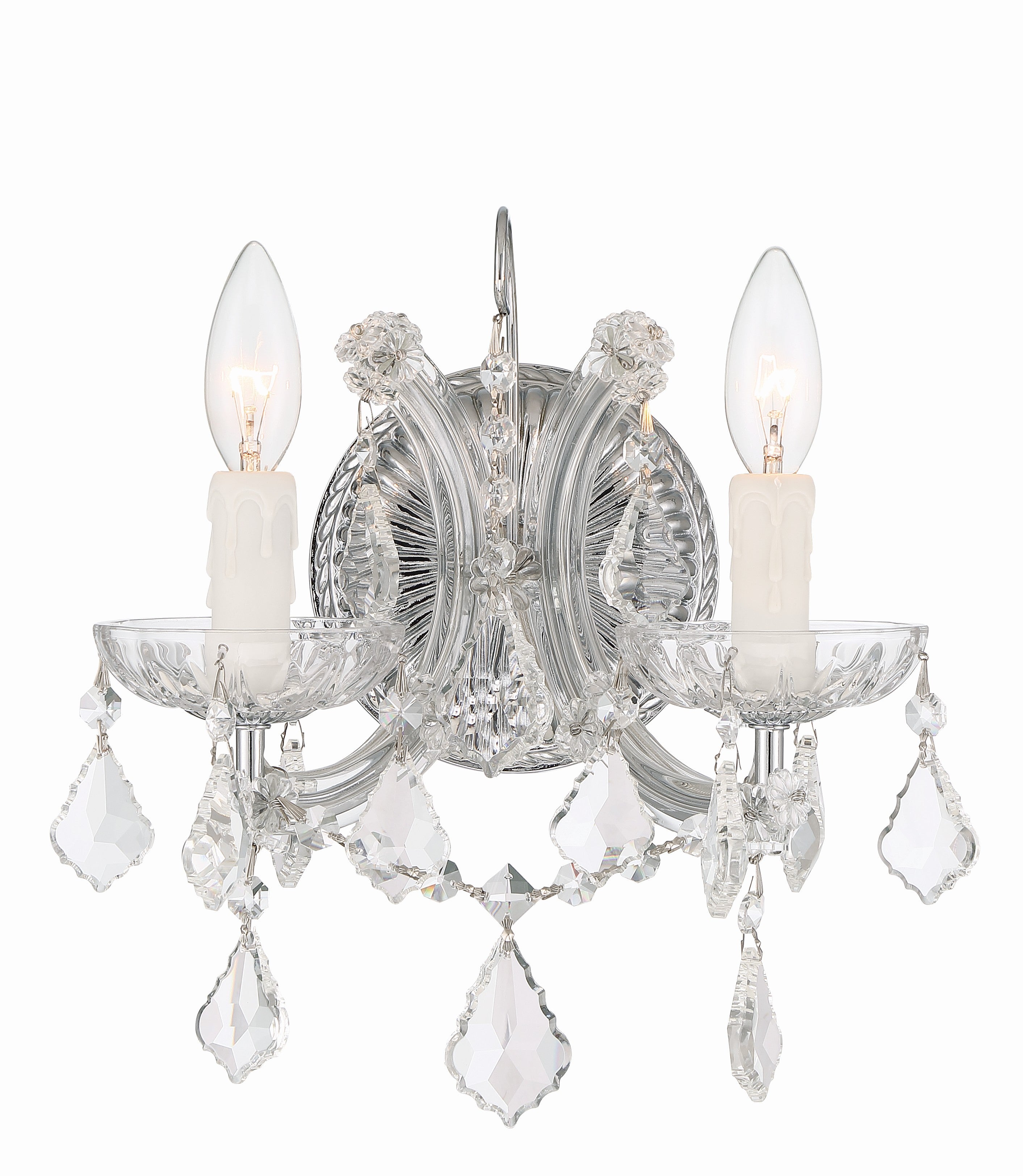 Crystorama Maria Theresa 4472-CH-CL-SAQ – 10.5 Inch – 2 Light – Sconce – Clear Crystal – Polished Chrome – Dry Rated