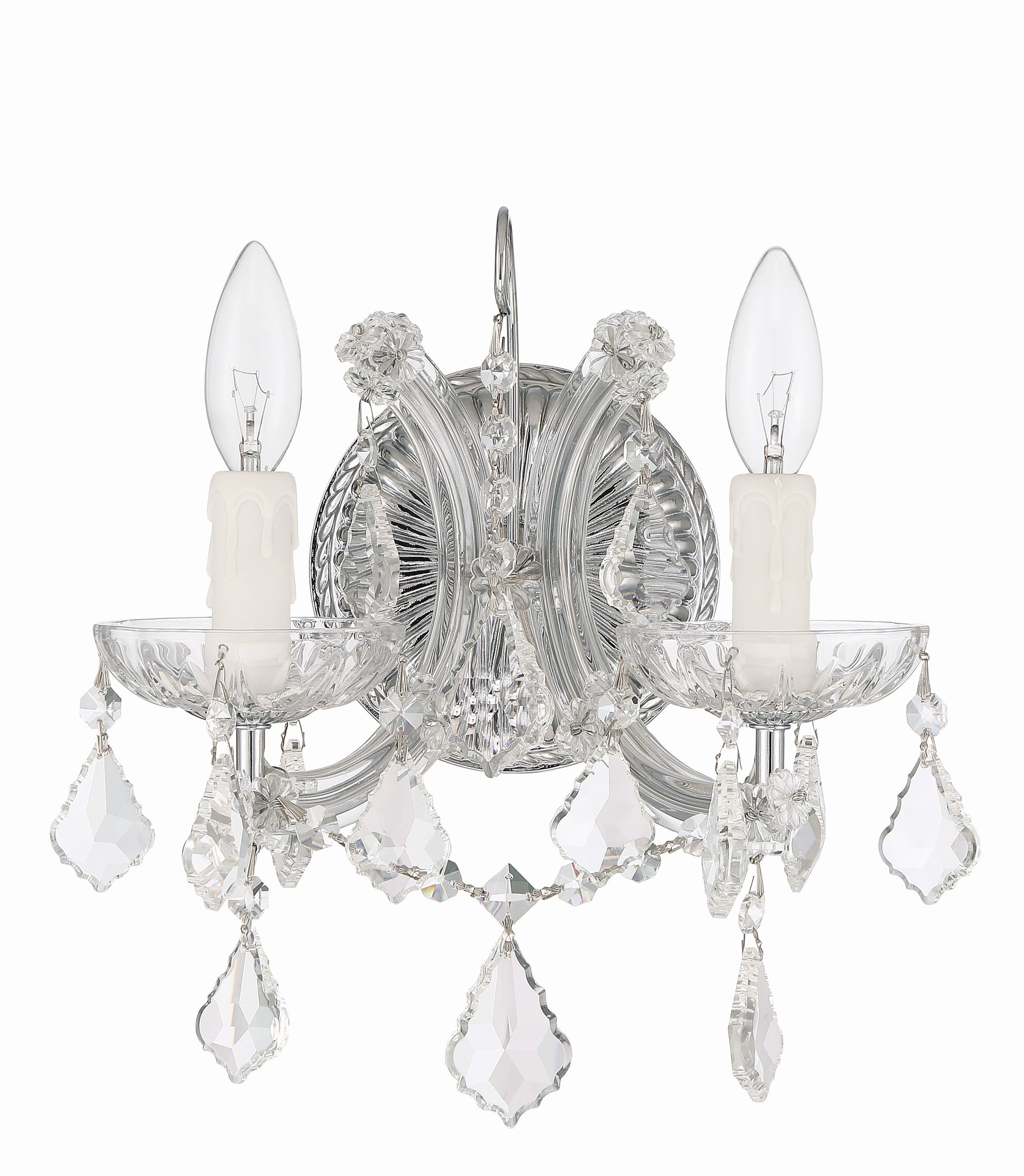 Crystorama Maria Theresa 4472-CH-CL-SAQ – 10.5 Inch – 2 Light – Sconce – Clear Crystal – Polished Chrome – Dry Rated