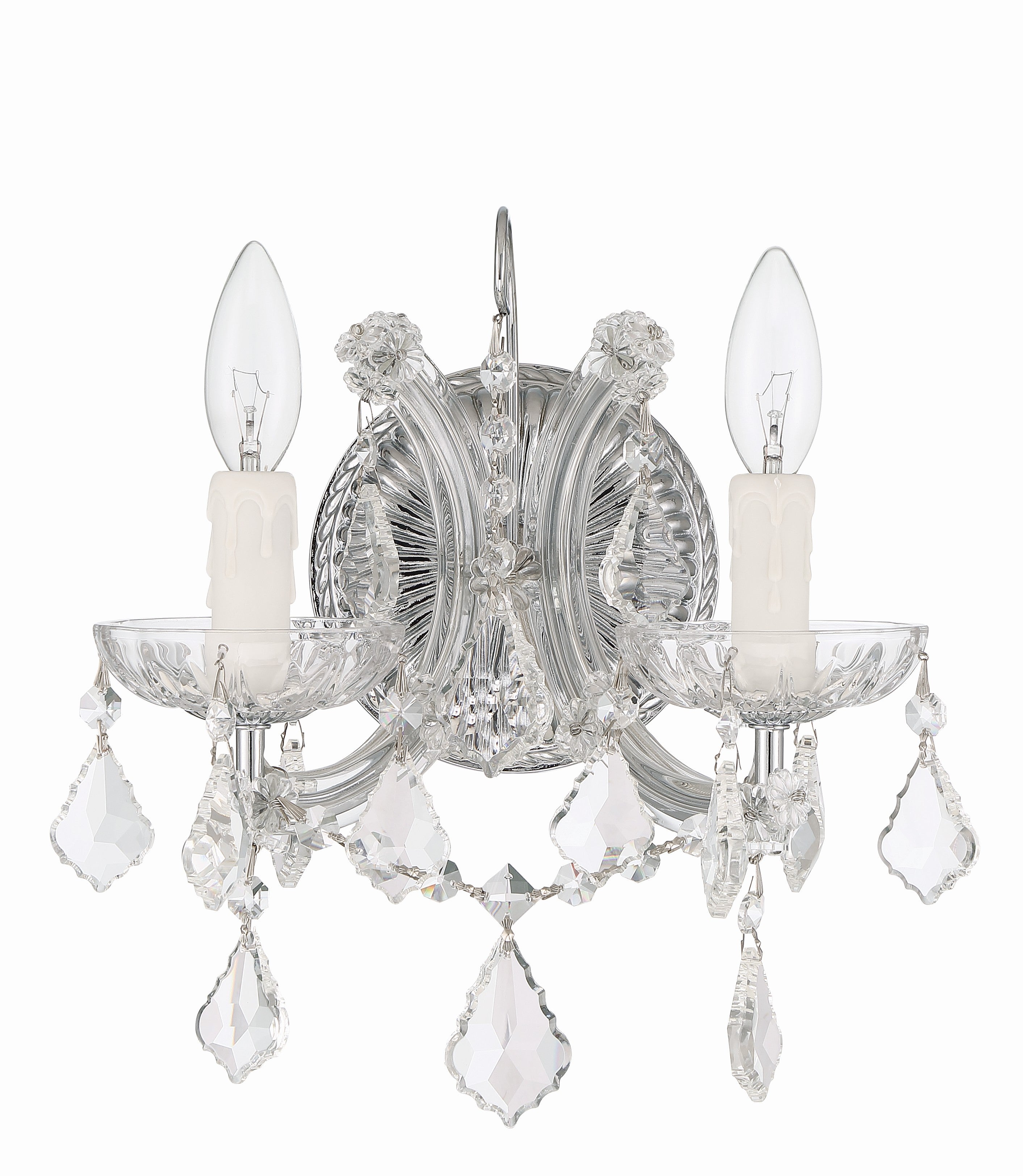 Crystorama Maria Theresa 4472-CH-CL-SAQ – 10.5 Inch – 2 Light – Sconce – Clear Crystal – Polished Chrome – Dry Rated
