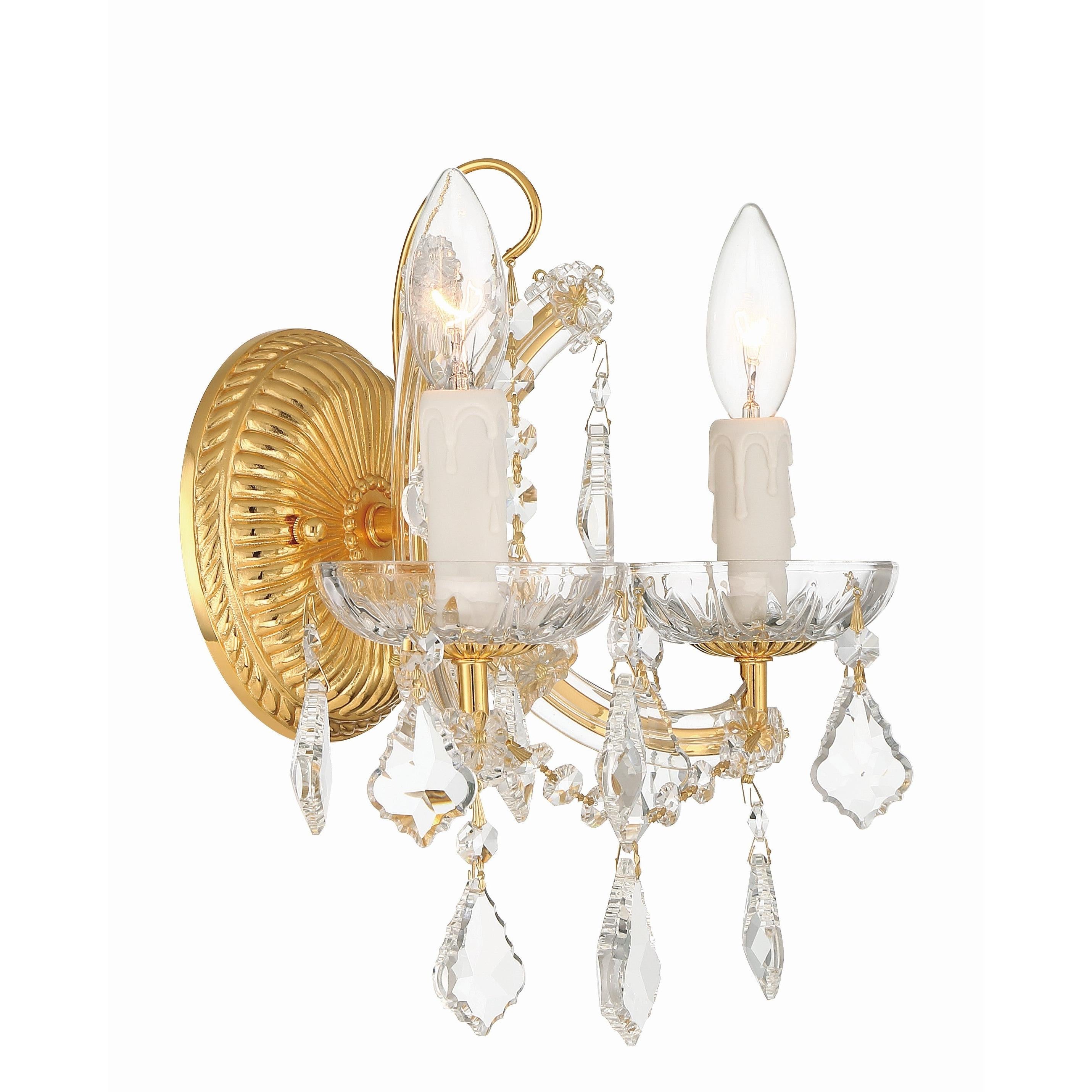 Crystorama Maria Theresa 4472-GD-CL-MWP – 10.5 Inch – 2 Light – Sconce – Clear Crystal – Gold – Dry Rated