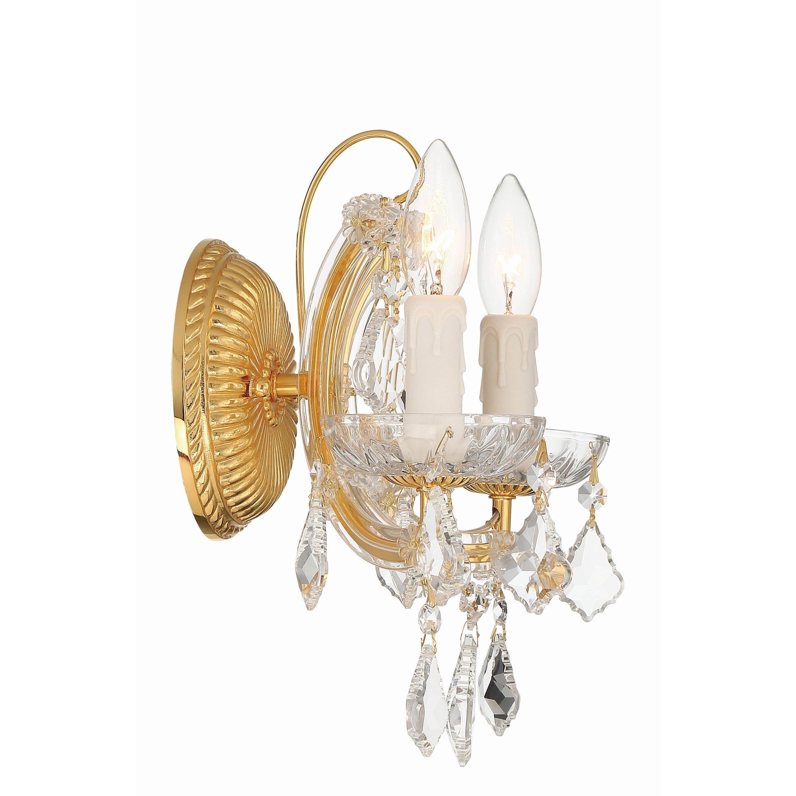 Crystorama Maria Theresa 4472-GD-CL-MWP – 10.5 Inch – 2 Light – Sconce – Clear Crystal – Gold – Dry Rated