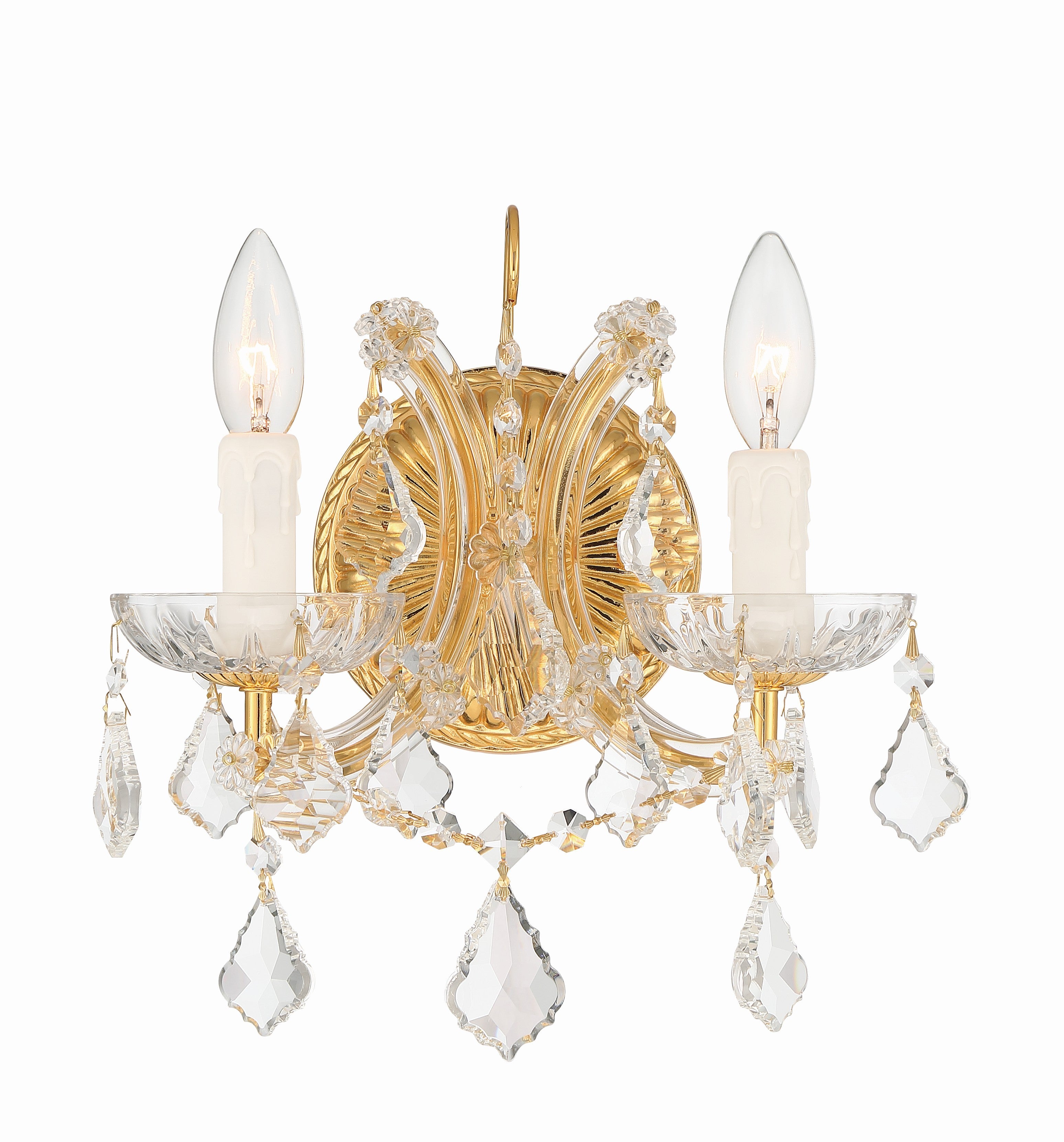 Crystorama Maria Theresa 4472-GD-CL-S – 10.5 Inch – 2 Light – Sconce – Clear Crystal – Gold – Dry Rated
