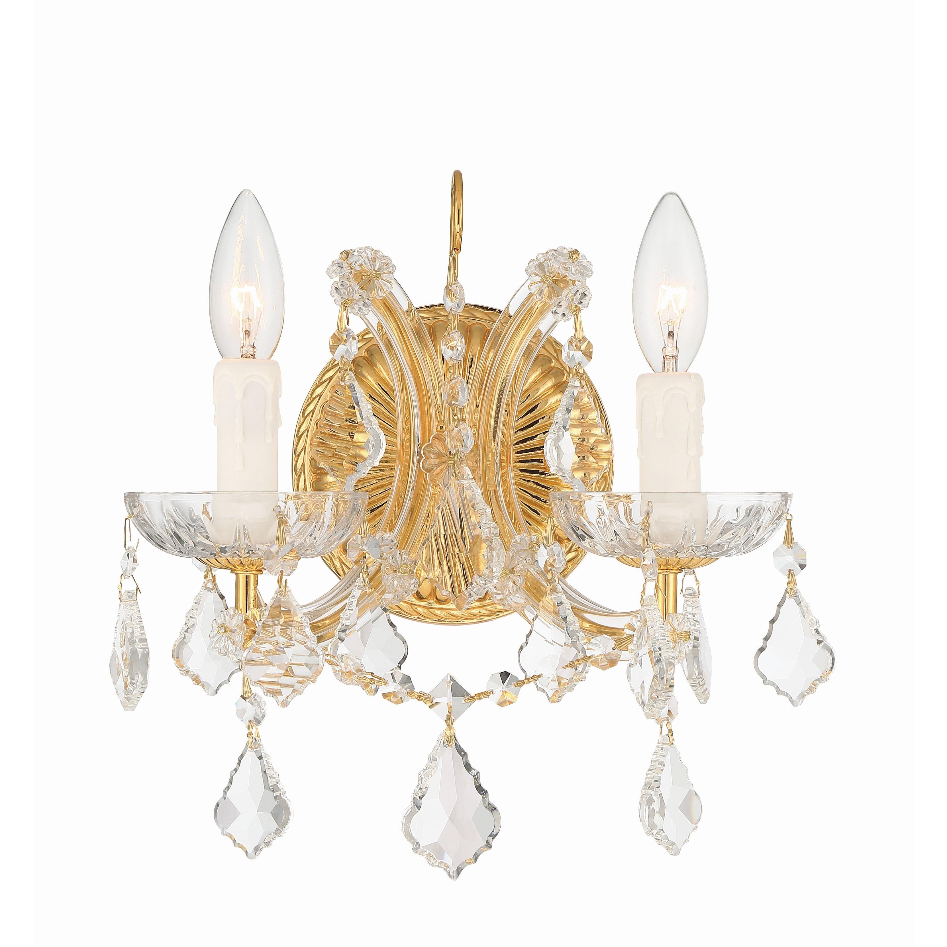Crystorama Maria Theresa 4472-GD-CL-S – 10.5 Inch – 2 Light – Sconce – Clear Crystal – Gold – Dry Rated