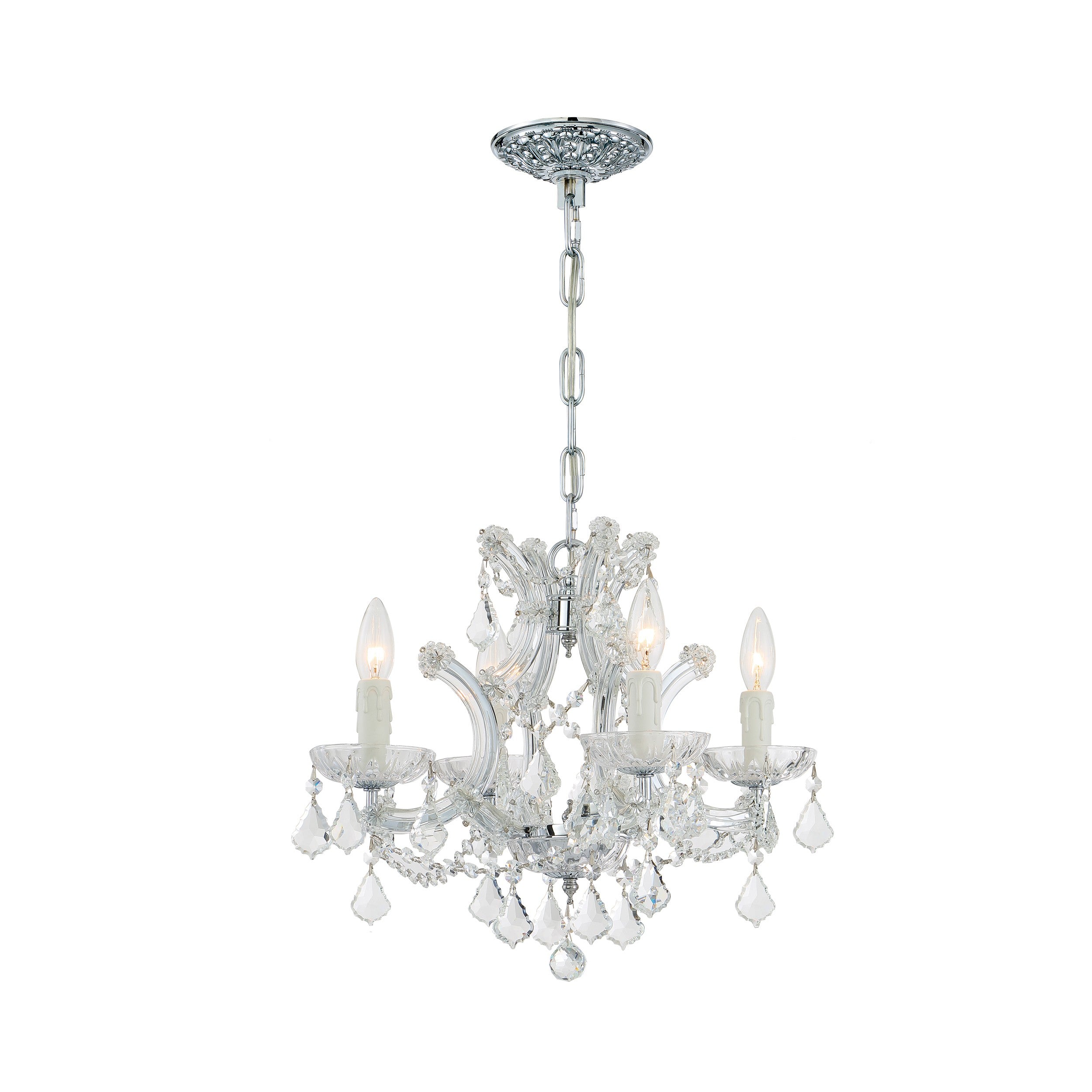Crystorama Maria Theresa 4474-CH-CL-I – 16.5 Inch – 4 Light – Chandelier – Clear Crystal – Polished Chrome – Dry Rated