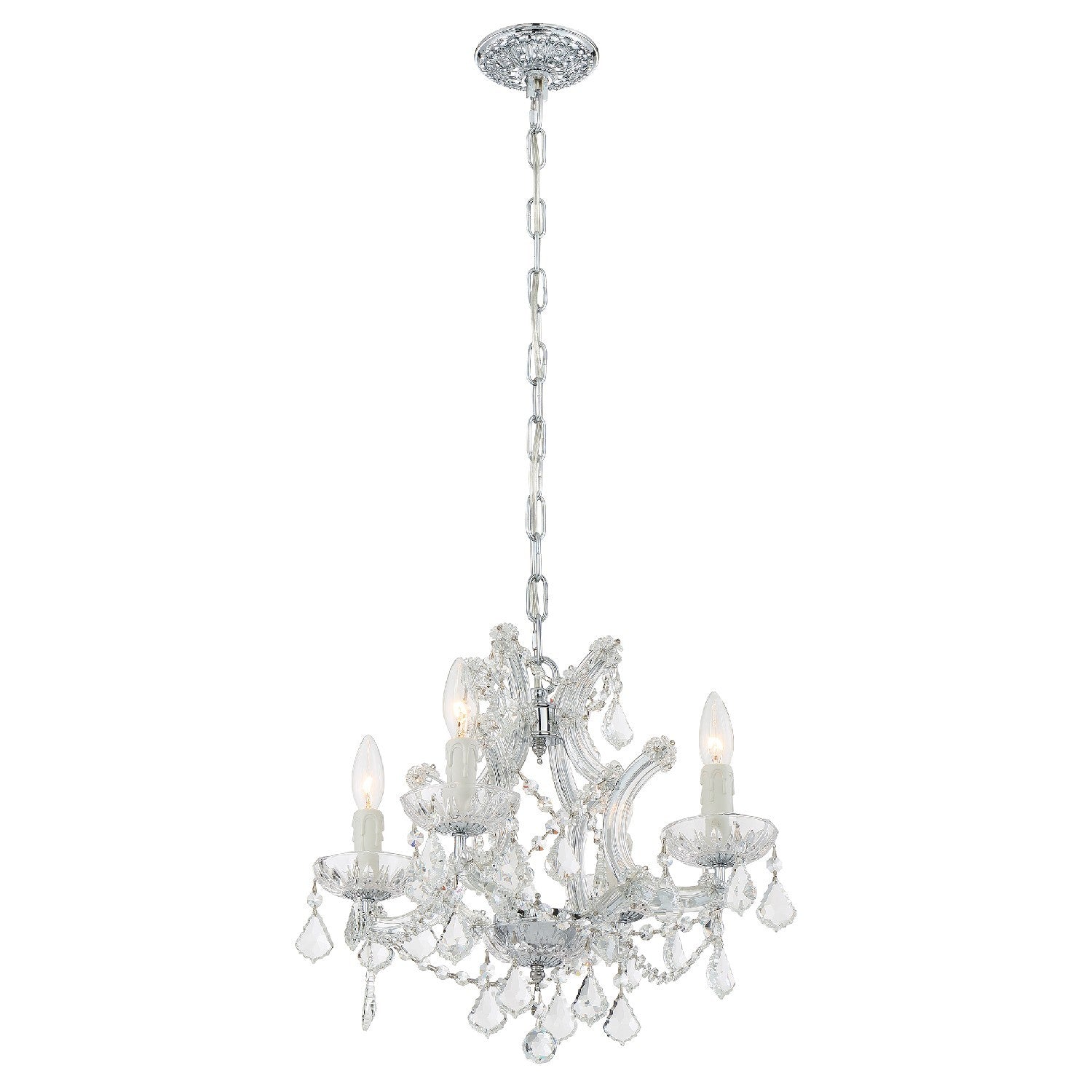 Crystorama Maria Theresa 4474-CH-CL-MWP – 16.5 Inch – 4 Light – Chandelier – Clear Crystal – Polished Chrome – Dry Rated