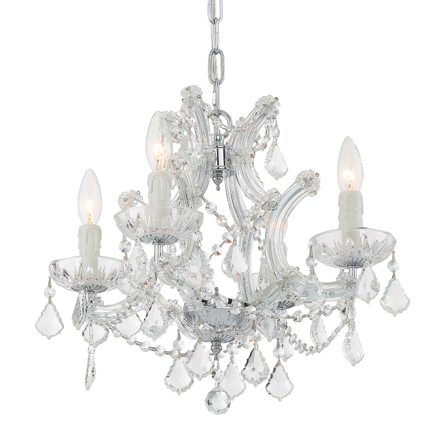 Crystorama Maria Theresa 4474-CH-CL-MWP – 16.5 Inch – 4 Light – Chandelier – Clear Crystal – Polished Chrome – Dry Rated