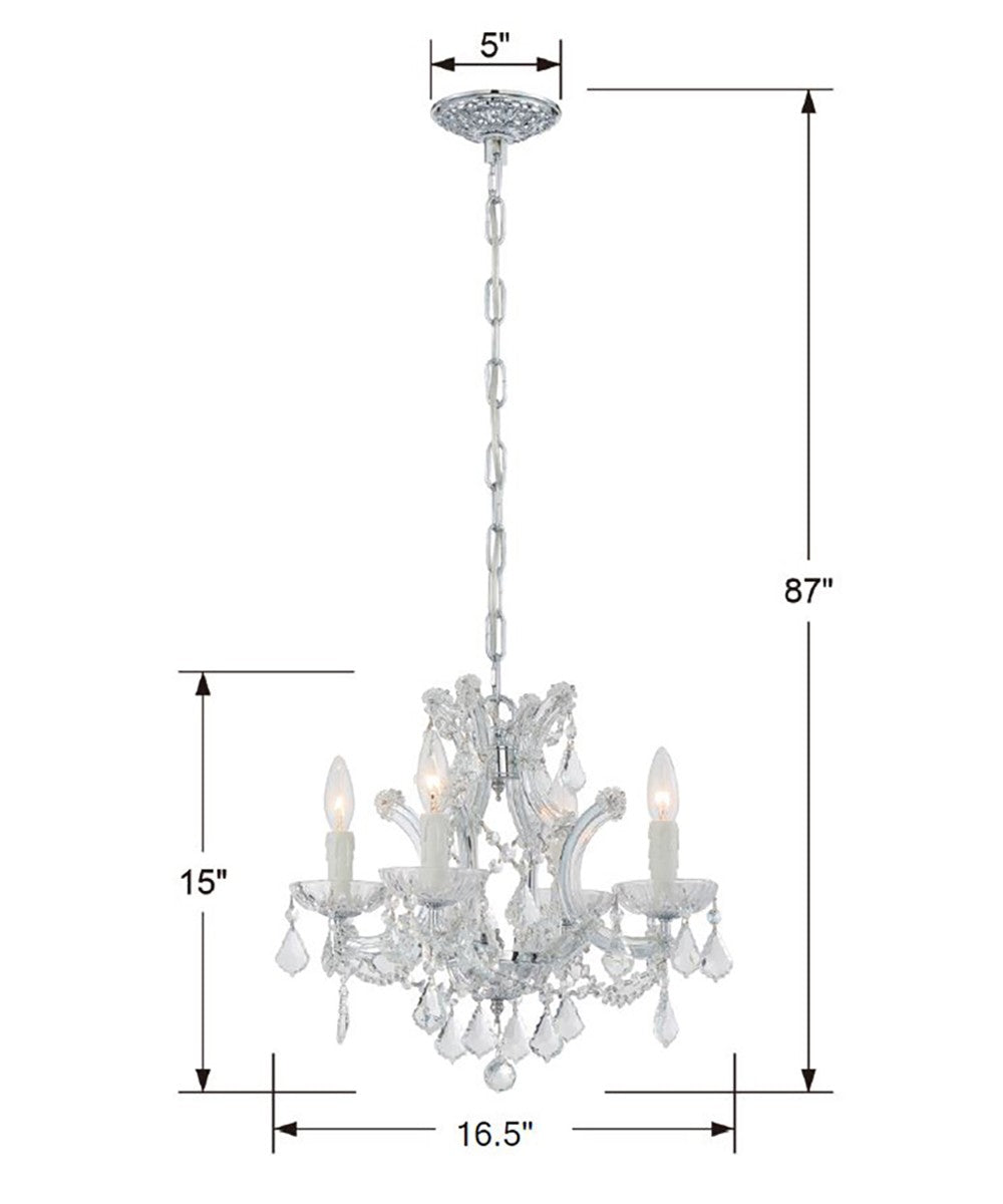 Crystorama Maria Theresa 4474-CH-CL-SAQ – 16.5 Inch – 4 Light – Chandelier – Clear Crystal – Polished Chrome – Dry Rated