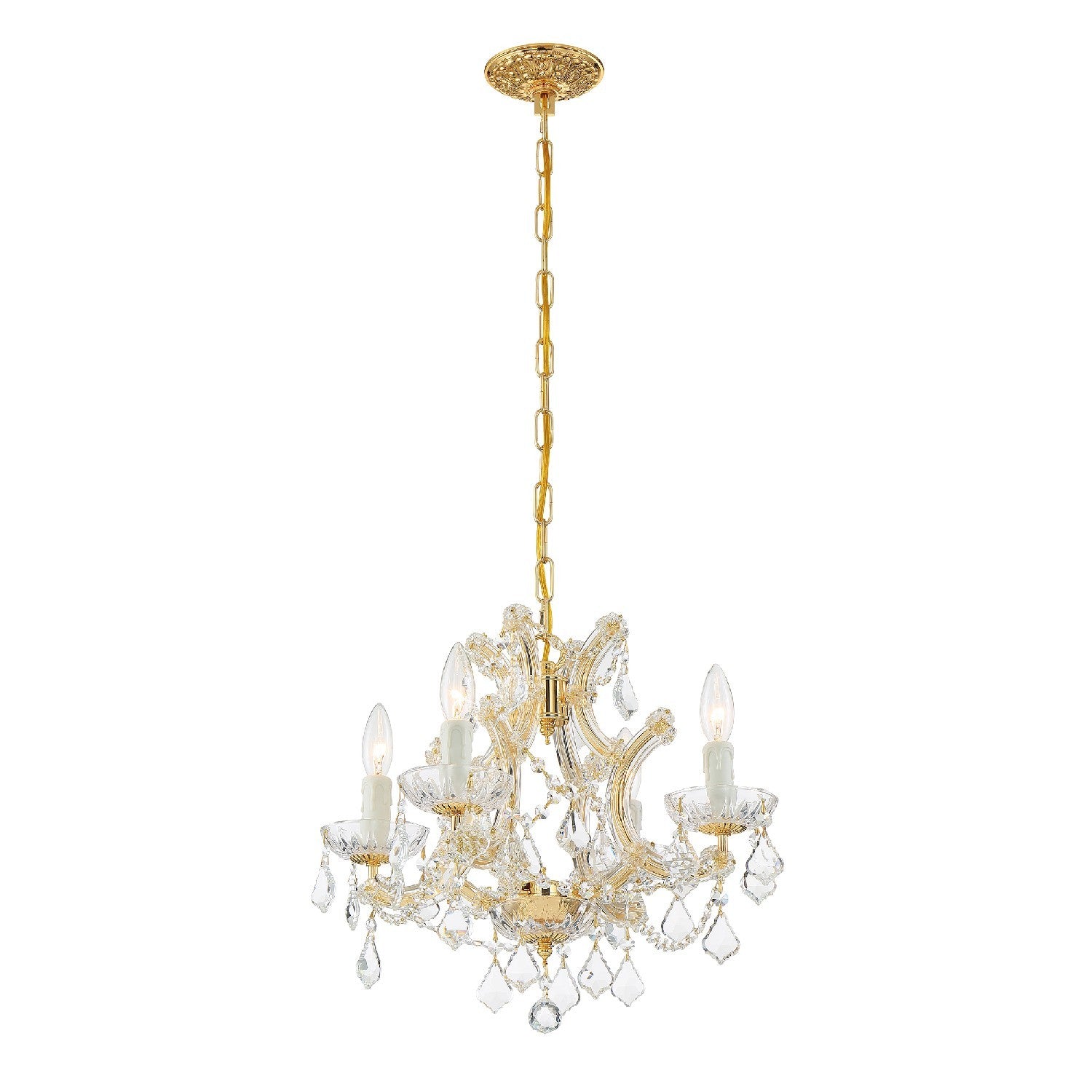 Crystorama Maria Theresa 4474-GD-CL-I – 16.5 Inch – 4 Light – Chandelier – Clear Crystal – Gold – Dry Rated