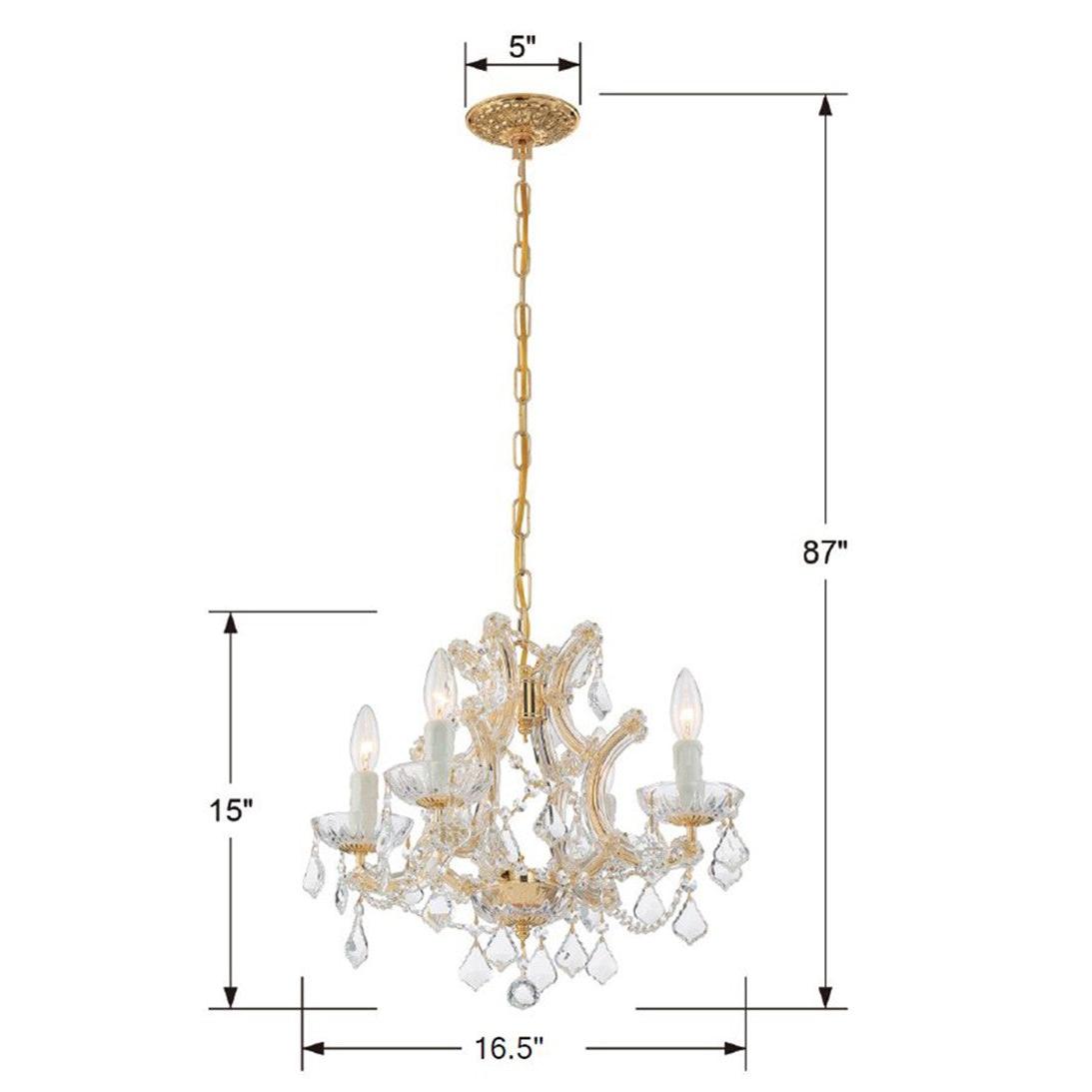 Crystorama Maria Theresa 4474-GD-CL-I – 16.5 Inch – 4 Light – Chandelier – Clear Crystal – Gold – Dry Rated