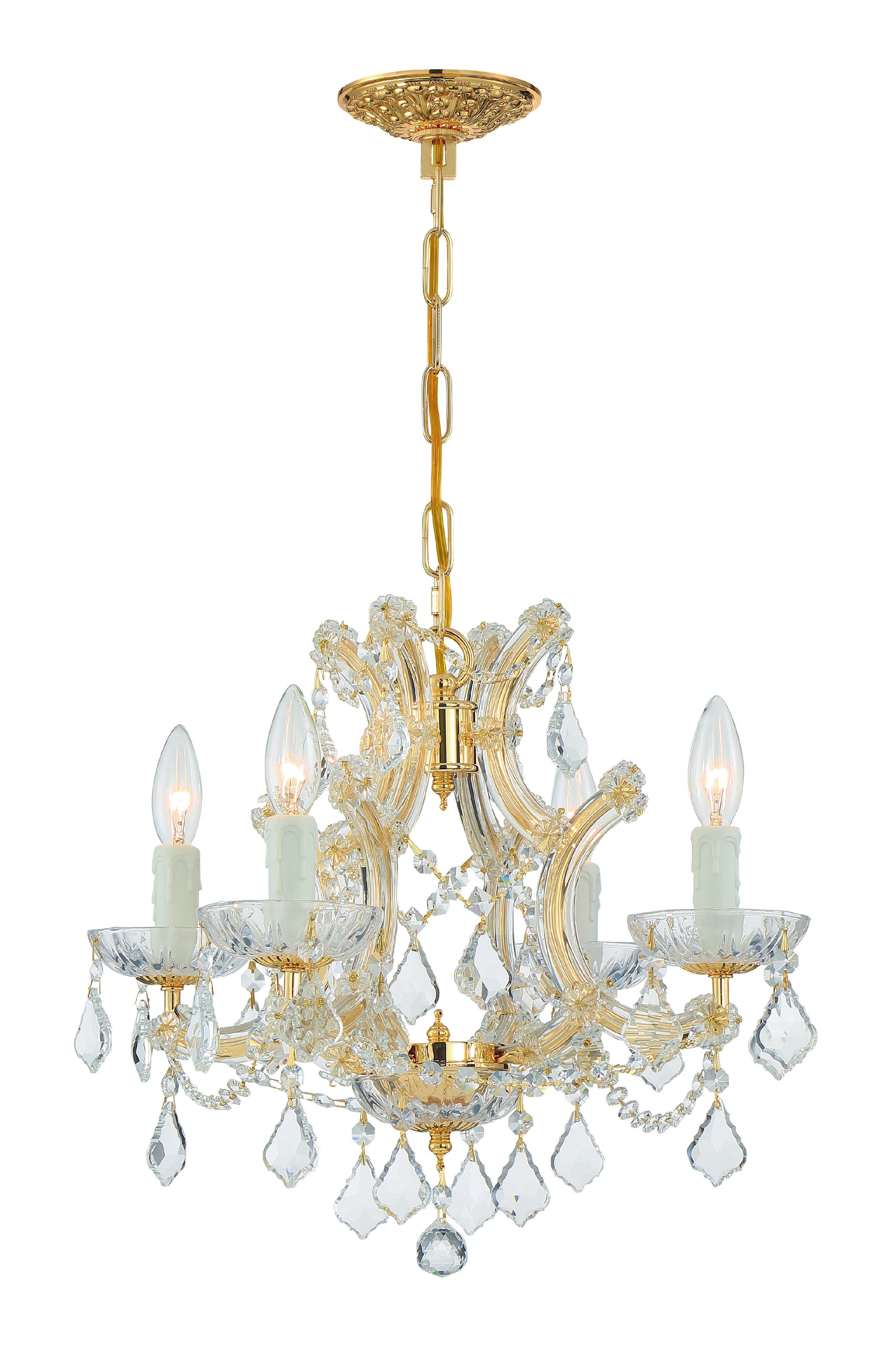 Crystorama Maria Theresa 4474-GD-CL-MWP – 16.5 Inch – 4 Light – Chandelier – Clear Crystal – Gold – Dry Rated
