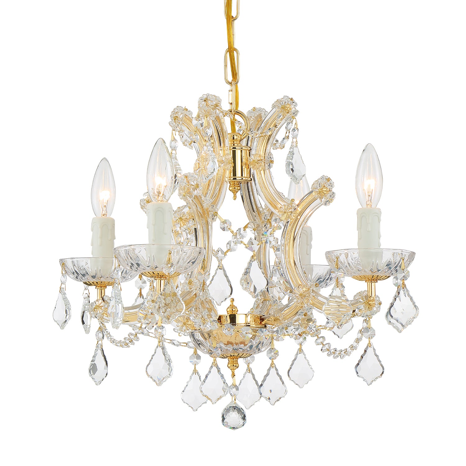 Crystorama Maria Theresa 4474-GD-CL-MWP – 16.5 Inch – 4 Light – Chandelier – Clear Crystal – Gold – Dry Rated