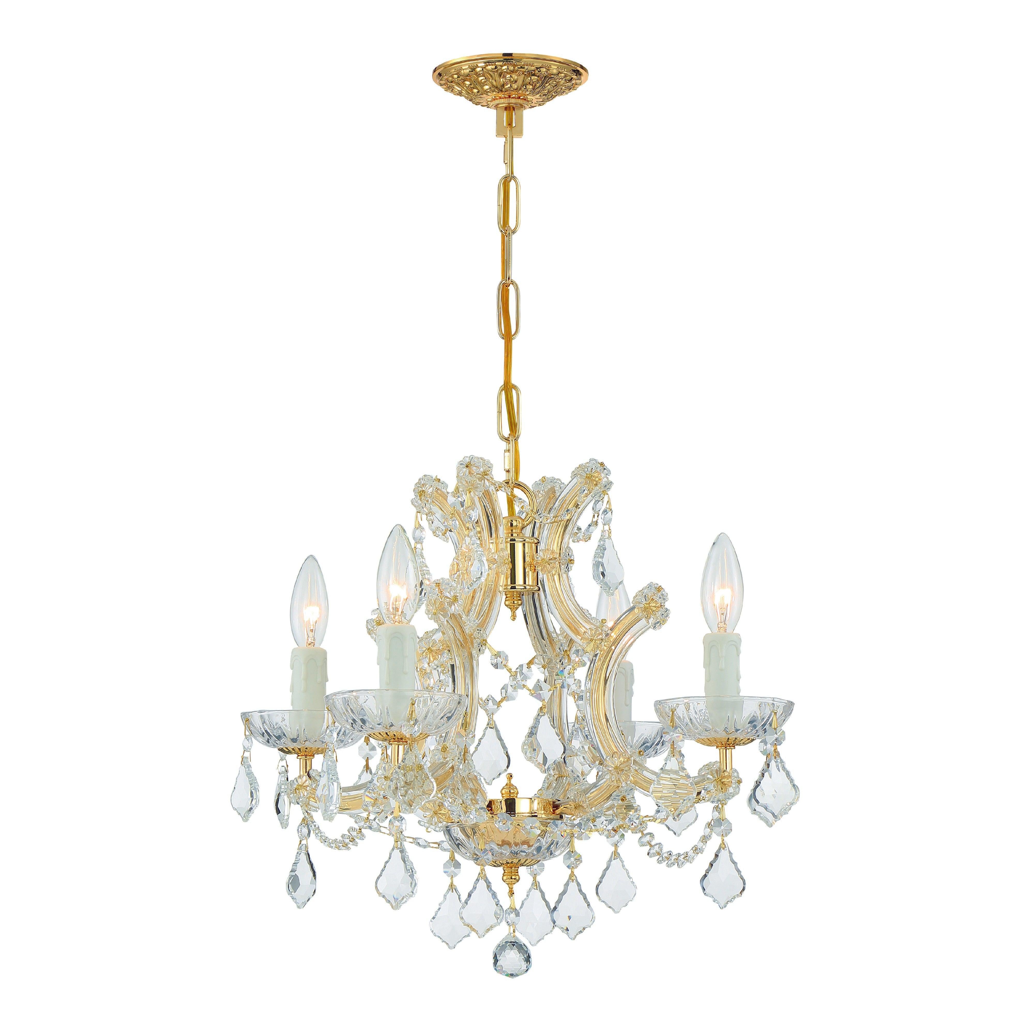 Crystorama Maria Theresa 4474-GD-CL-SAQ – 16.5 Inch – 4 Light – Chandelier – Clear Crystal – Gold – Dry Rated