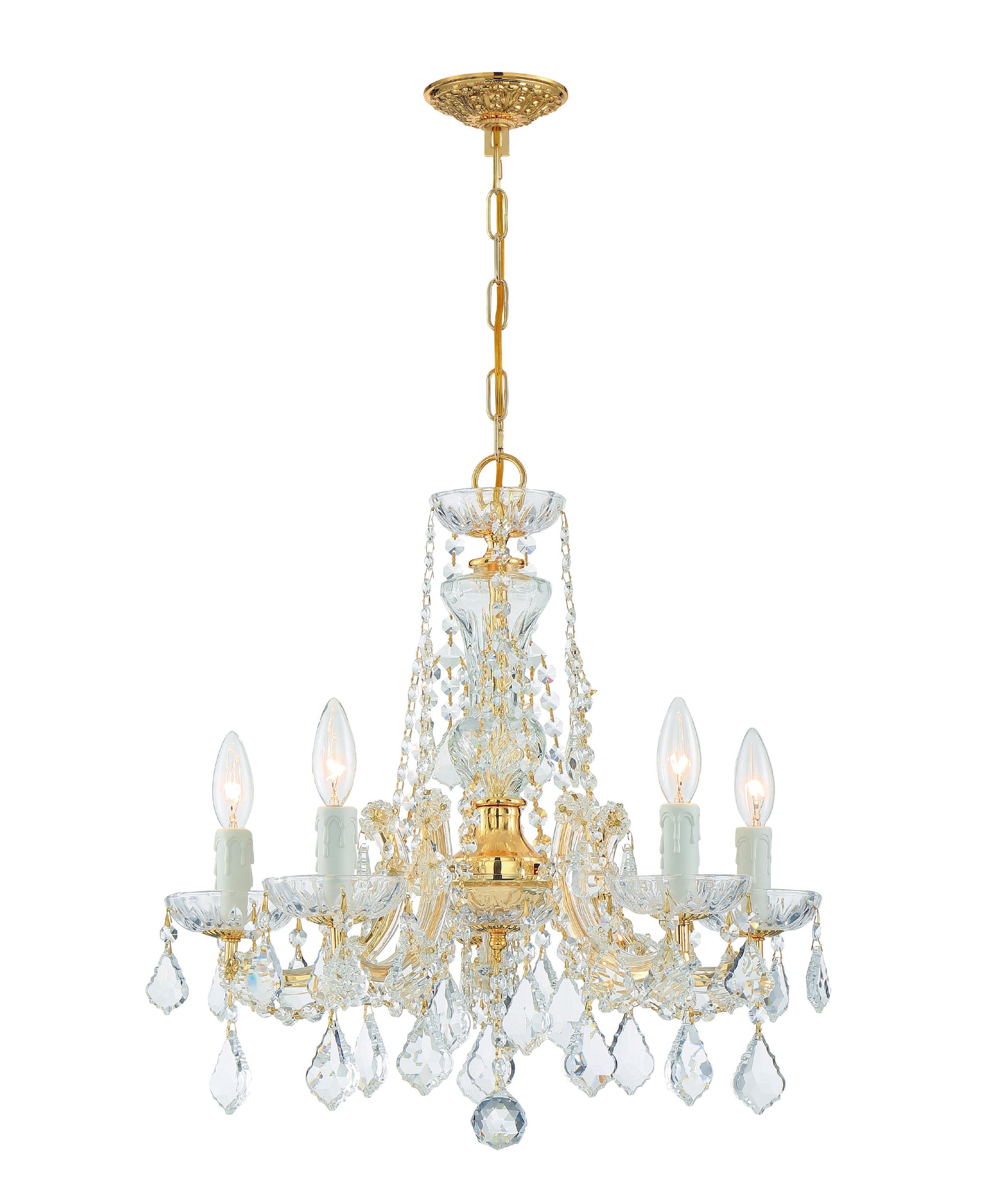 Crystorama Maria Theresa 4476-GD-CL-MWP – 20 Inch – 5 Light – Chandelier – Clear Crystal – Gold – Dry Rated