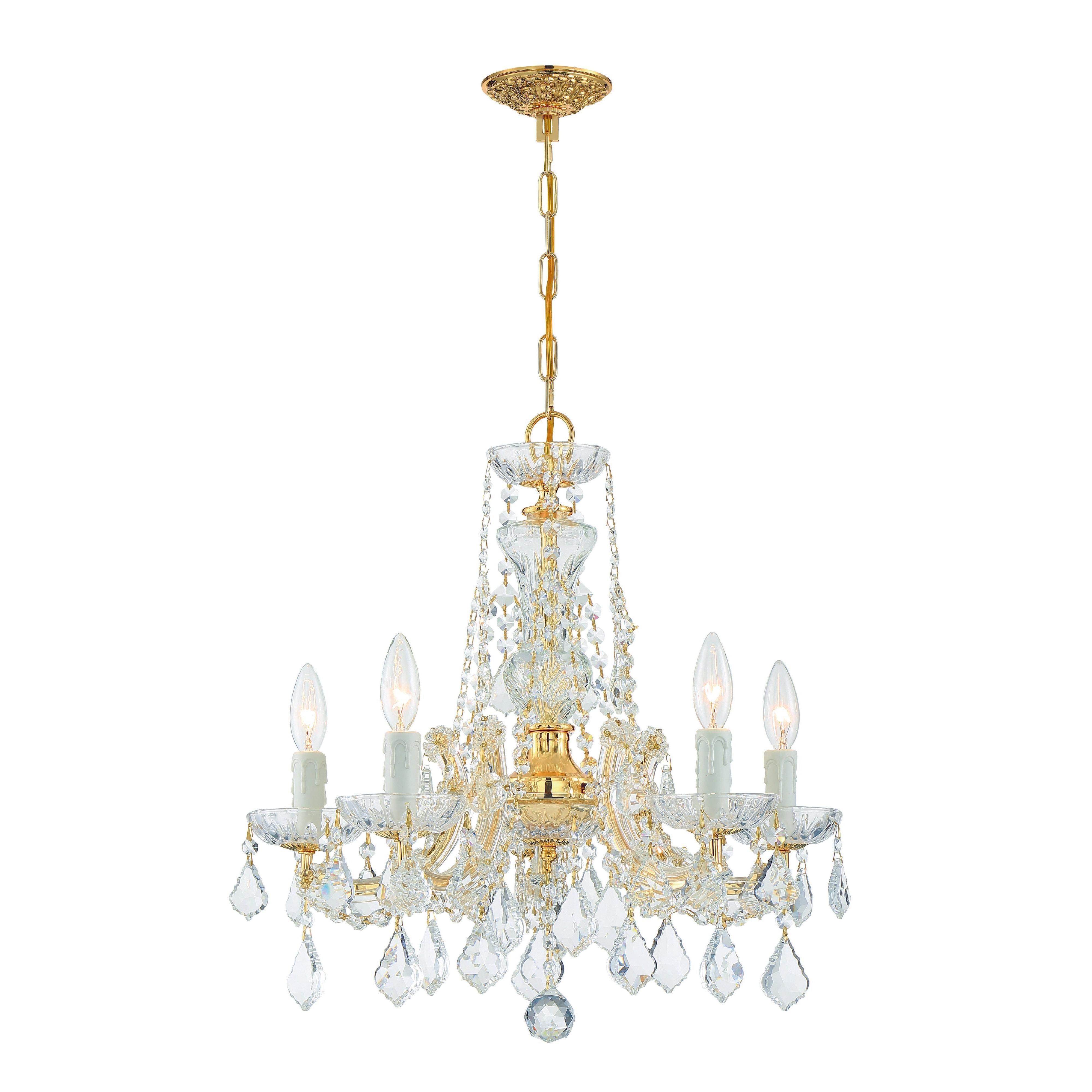 Crystorama Maria Theresa 4476-GD-CL-MWP – 20 Inch – 5 Light – Chandelier – Clear Crystal – Gold – Dry Rated