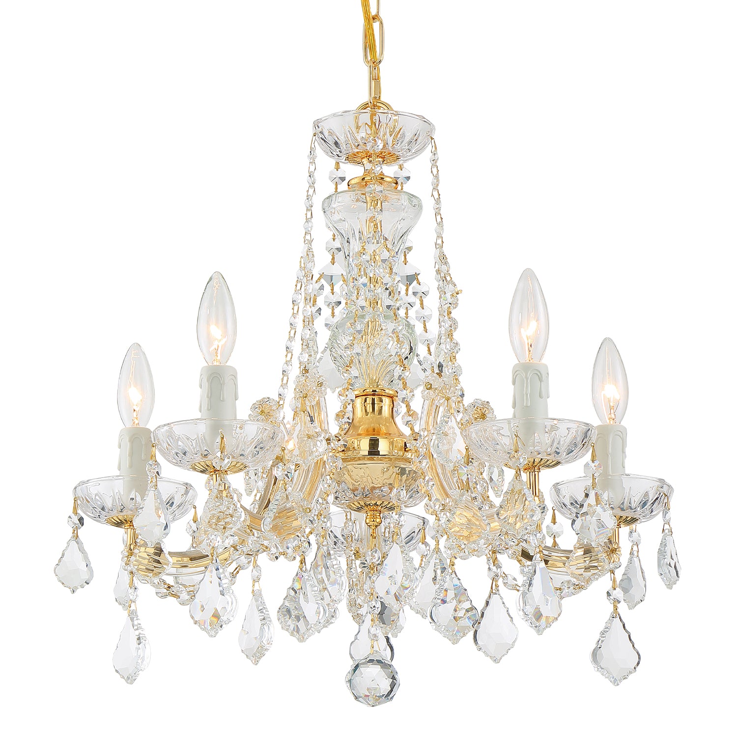 Crystorama Maria Theresa 4476-GD-CL-MWP – 20 Inch – 5 Light – Chandelier – Clear Crystal – Gold – Dry Rated