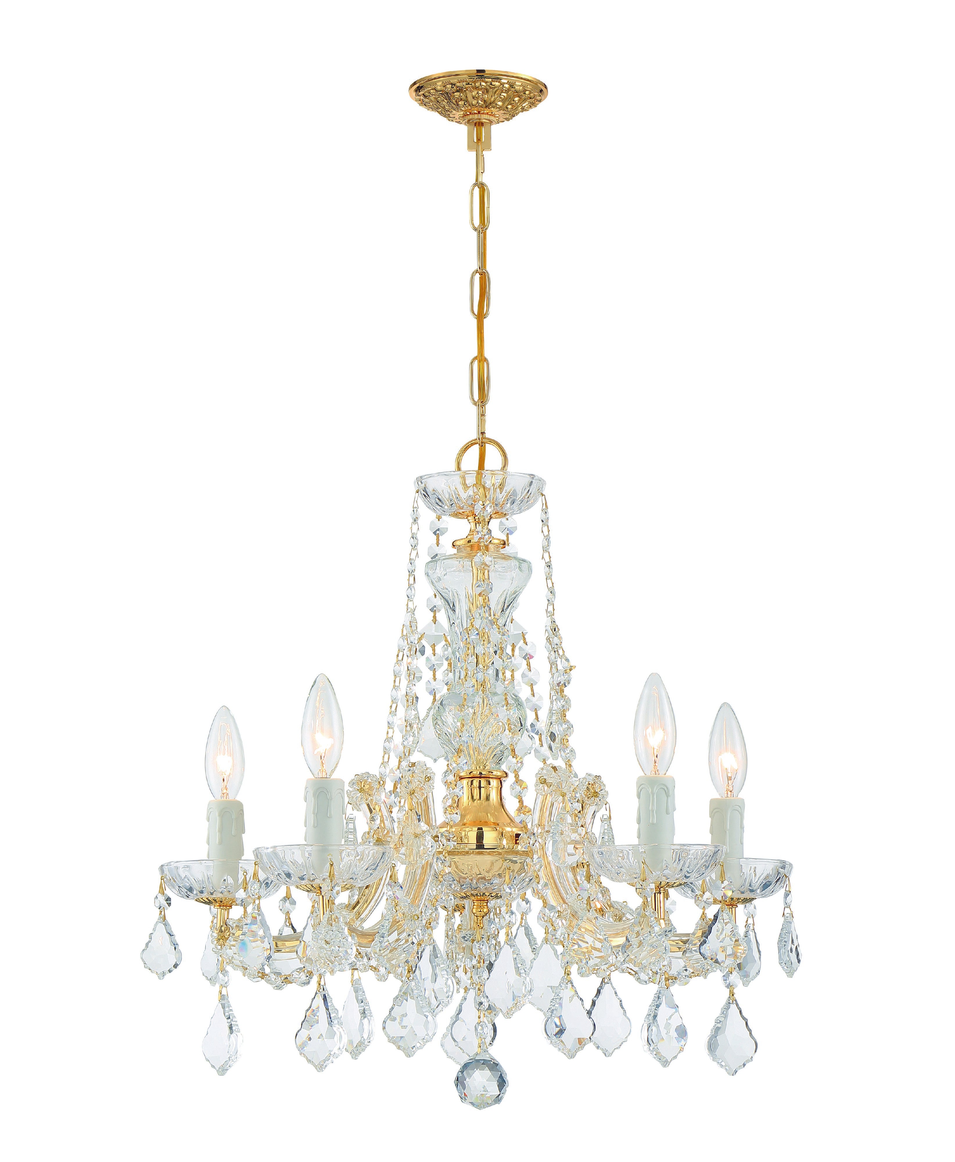 Crystorama Maria Theresa 4476-GD-CL-S – 20 Inch – 5 Light – Chandelier – Clear Crystal – Gold – Dry Rated