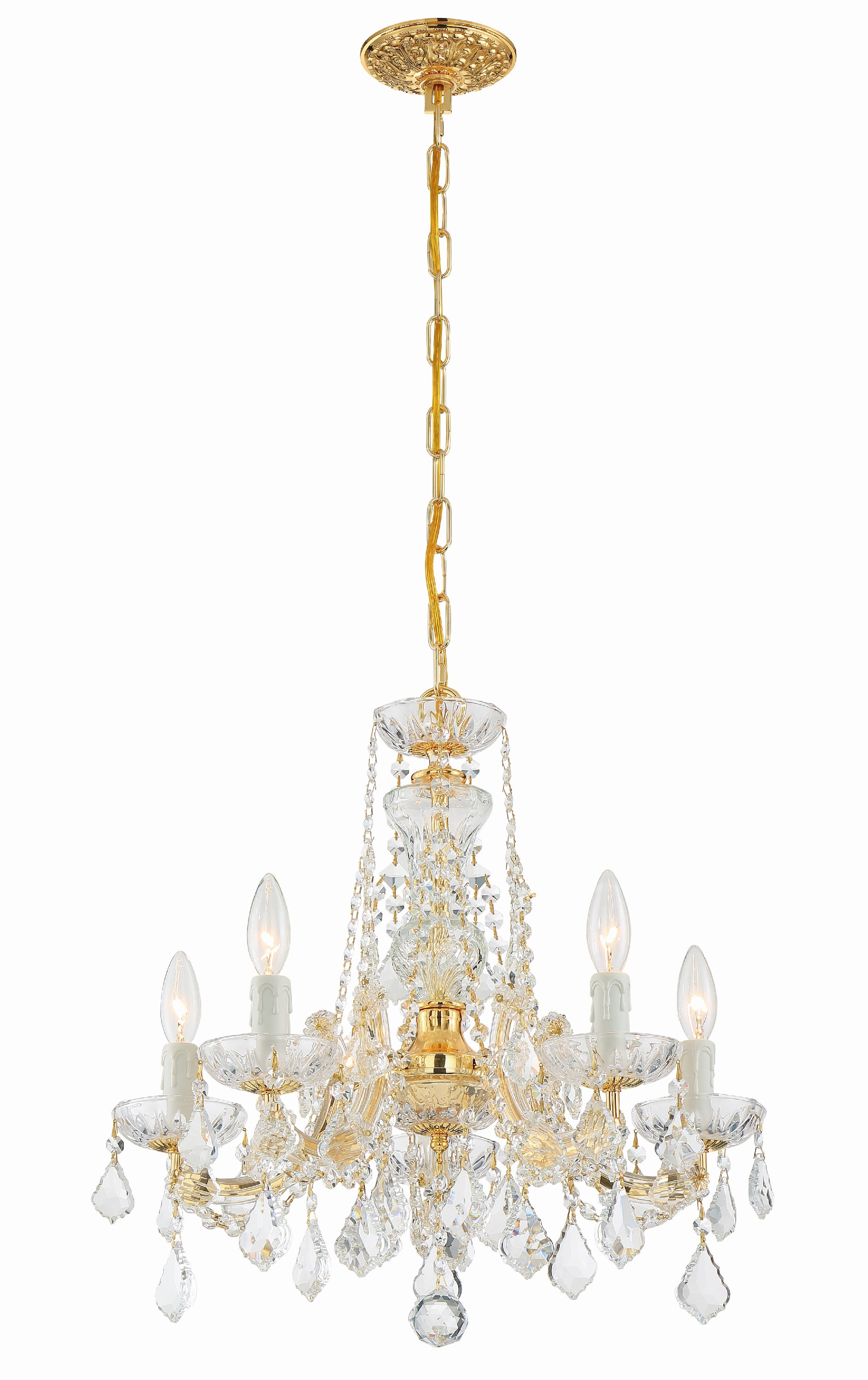 Crystorama Maria Theresa 4476-GD-CL-SAQ – 20 Inch – 5 Light – Chandelier – Clear Crystal – Gold – Dry Rated