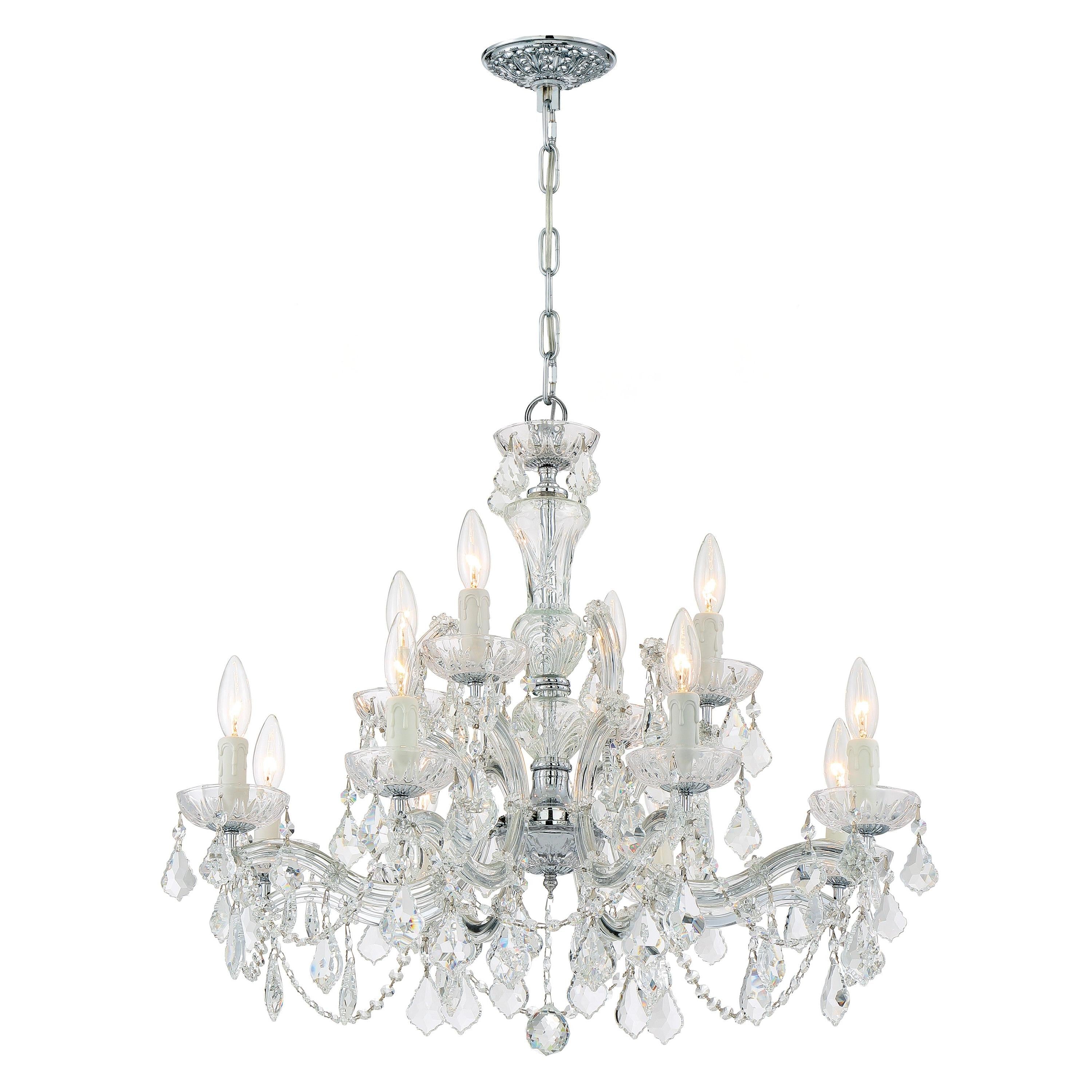 Crystorama Maria Theresa 4479-CH-CL-I – 29 Inch – 12 Light – Chandelier – Clear Crystal – Polished Chrome – Damp Rated