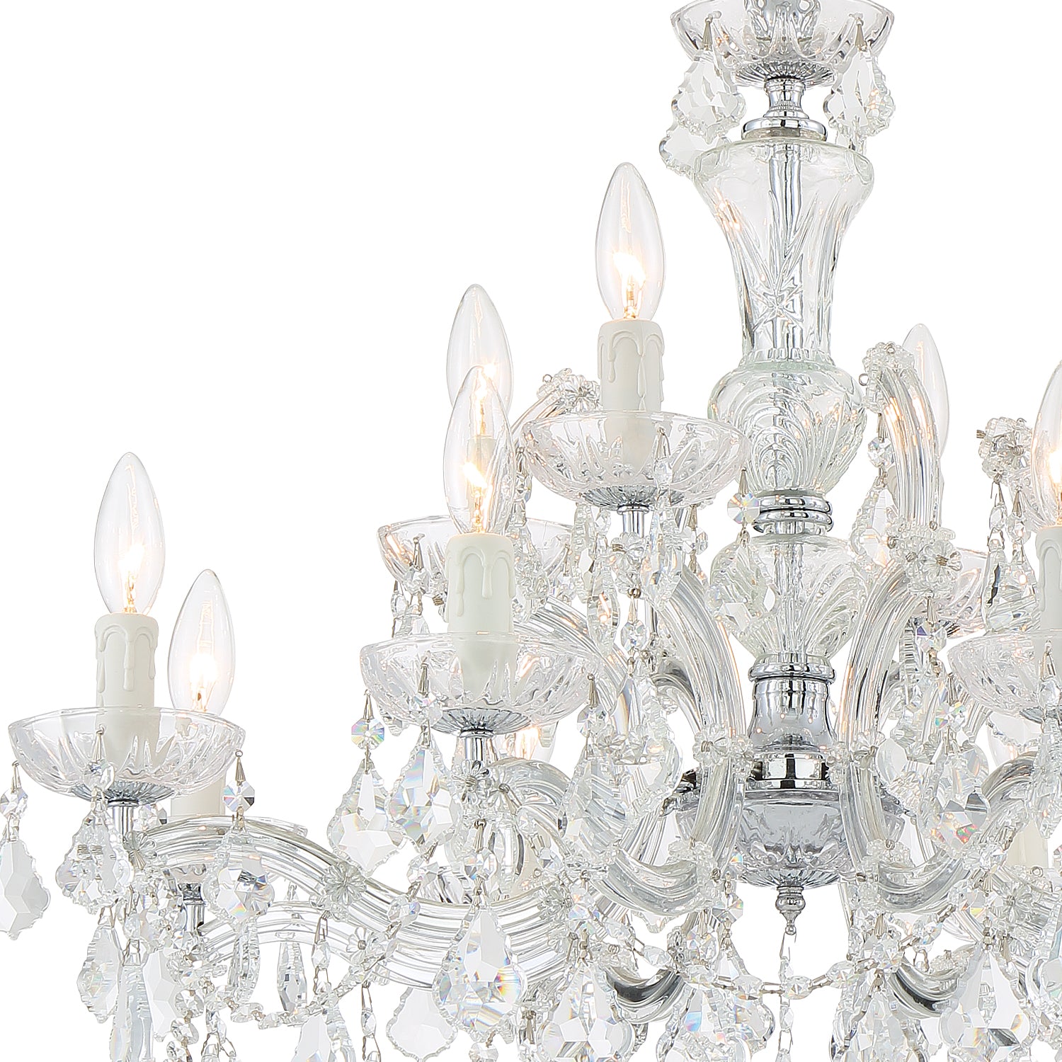 Crystorama Maria Theresa 4479-CH-CL-MWP – 29 Inch – 12 Light – Chandelier – Clear Crystal – Polished Chrome – Damp Rated