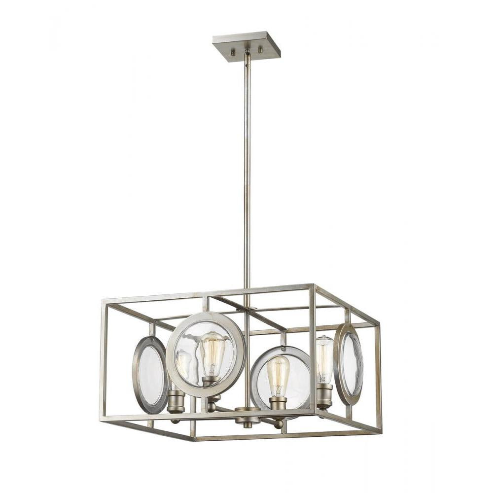 4 Light Chandelier-Antique Silver