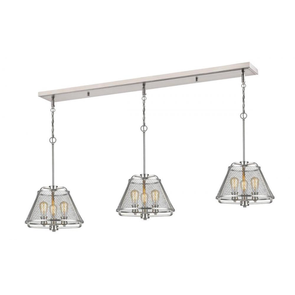 9 Light Linear Chandelier-Brushed Nickel