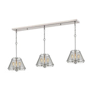 9 Light Linear Chandelier-Brushed Nickel