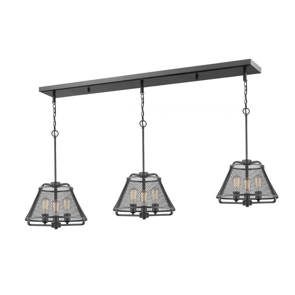 9 Light Linear Chandelier-Bronze