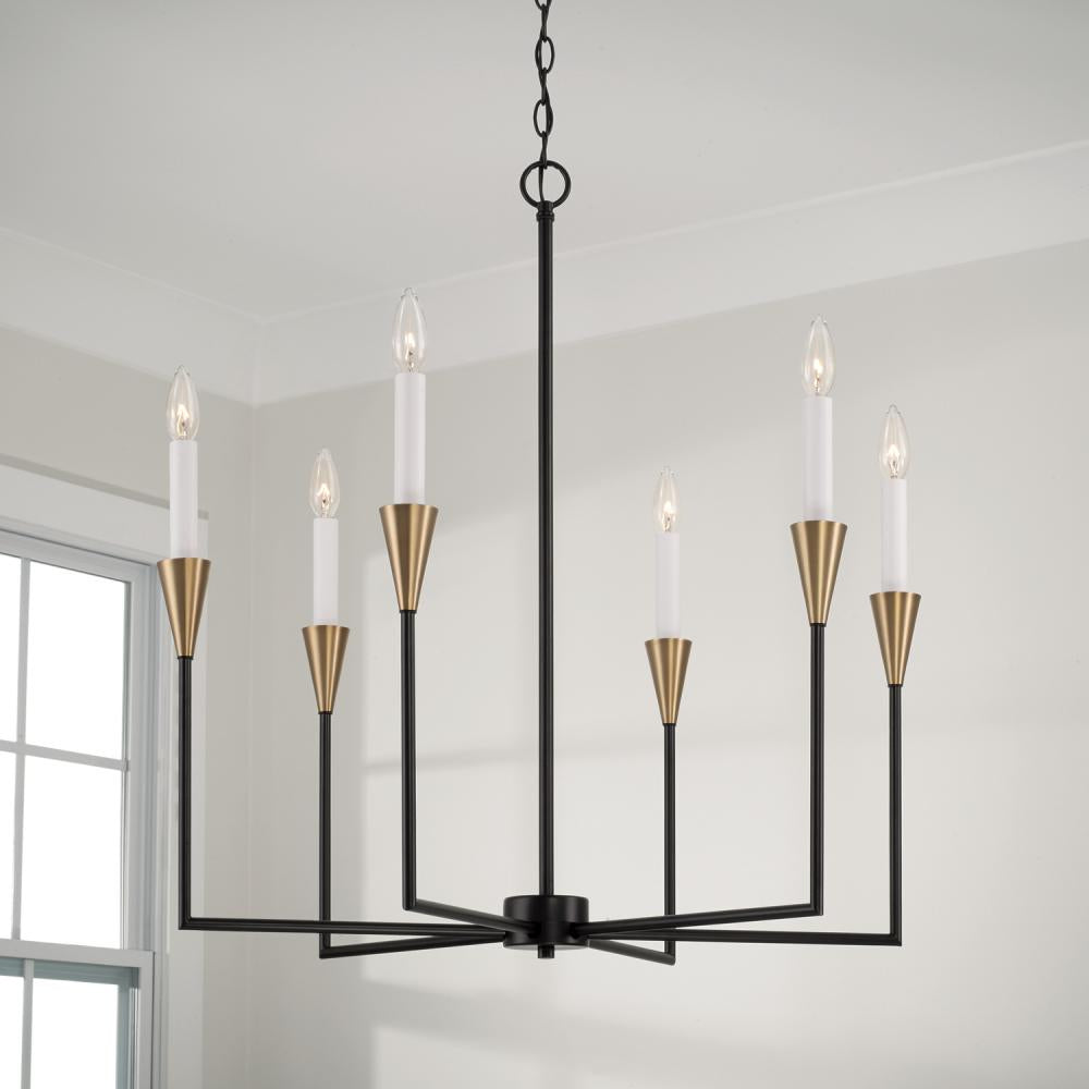 Capital Lighting AVANT 451961AB Chandelier Art Deco - Aged Brass And Black