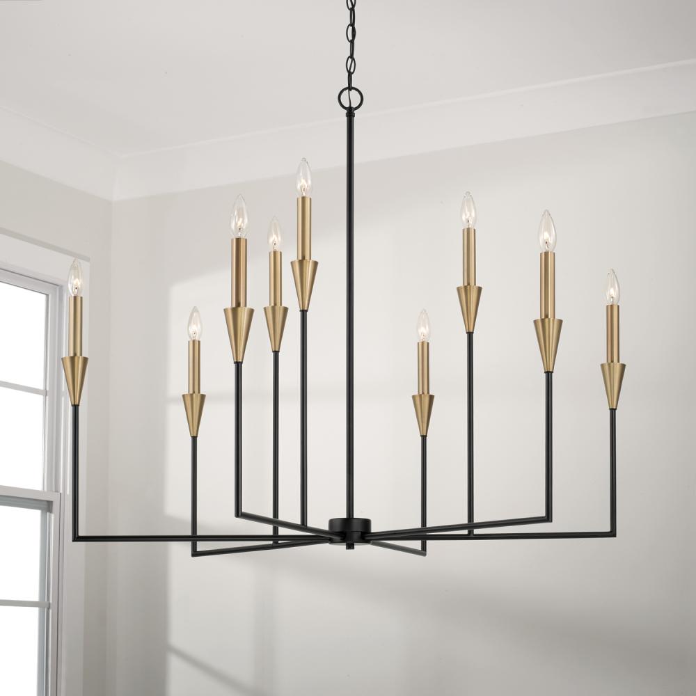 Capital Lighting AVANT 451991AB Chandelier Art Deco - Aged Brass And Black