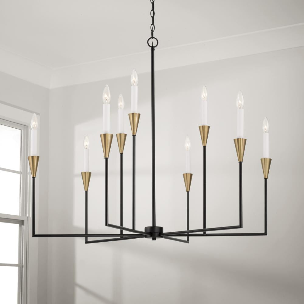 Capital Lighting AVANT 451991AB Chandelier Art Deco - Aged Brass And Black