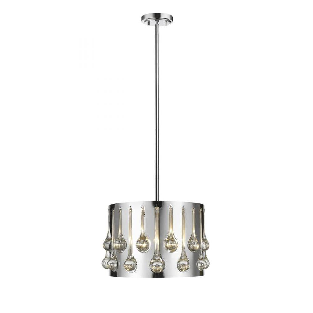 3 Light Pendant-Chrome + Crystal