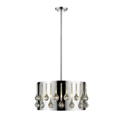 4 Light Pendant-Chrome + Crystal