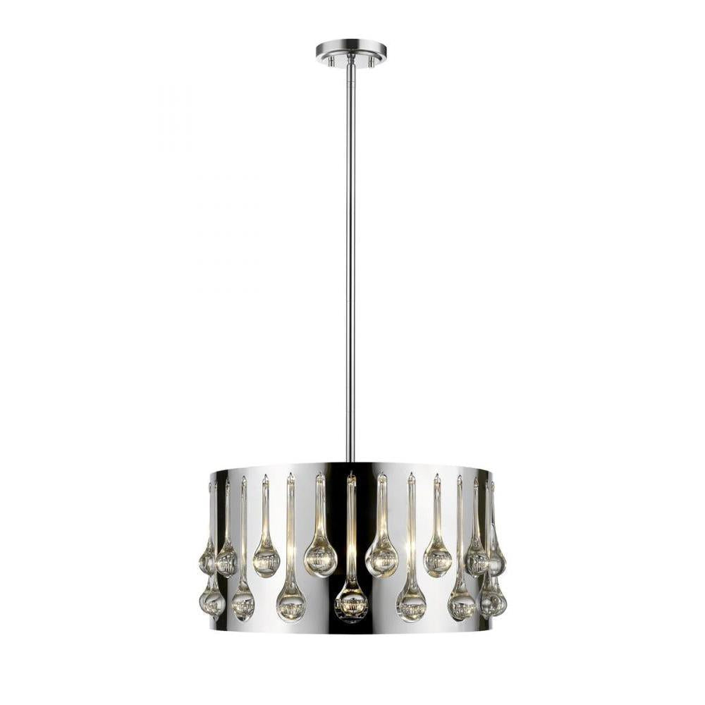 4 Light Pendant-Chrome + Crystal