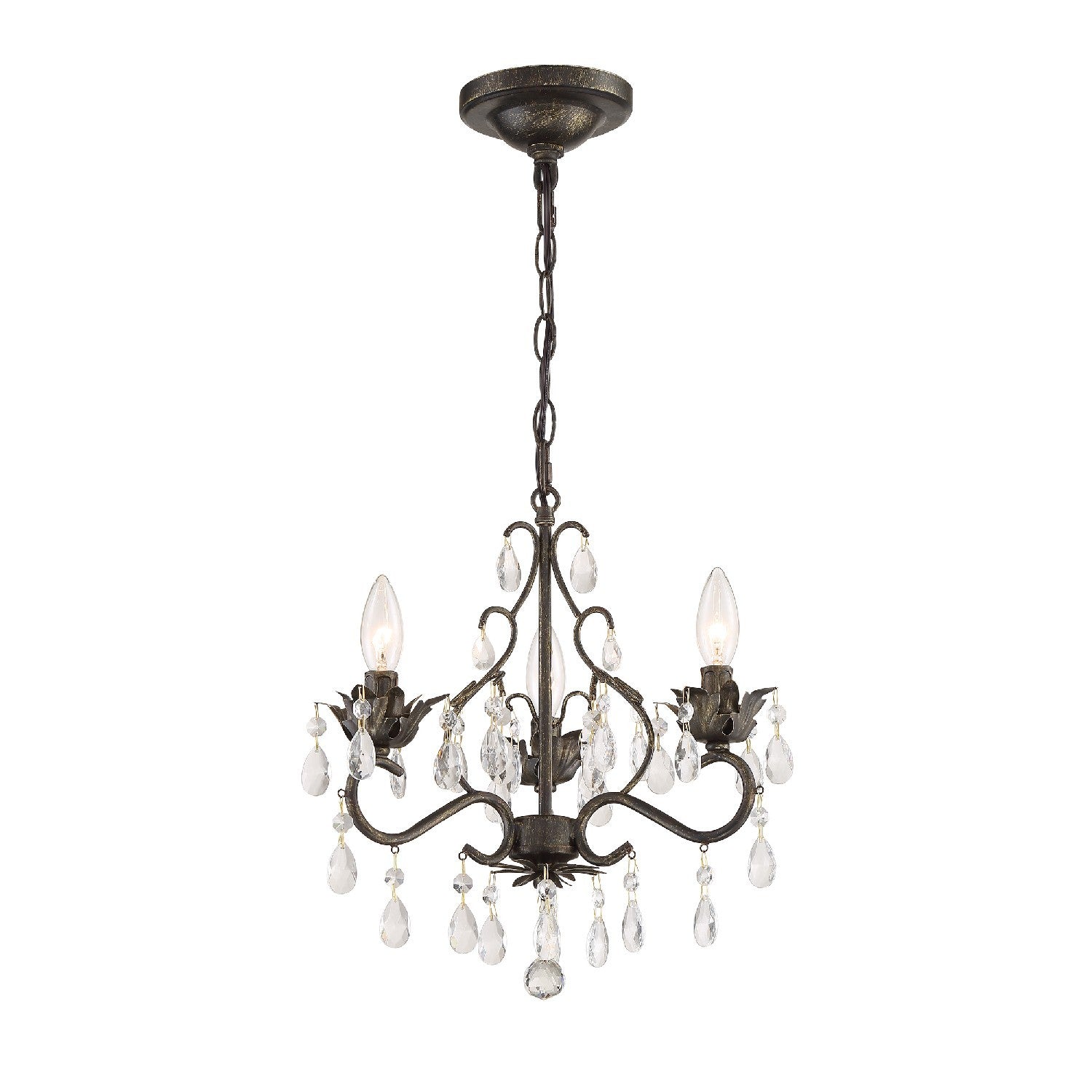 Crystorama Paris Market 4534-EB-CL-MWP – 13 Inch – 3 Light – Chandelier – Clear Crystal – English Bronze – Damp Rated