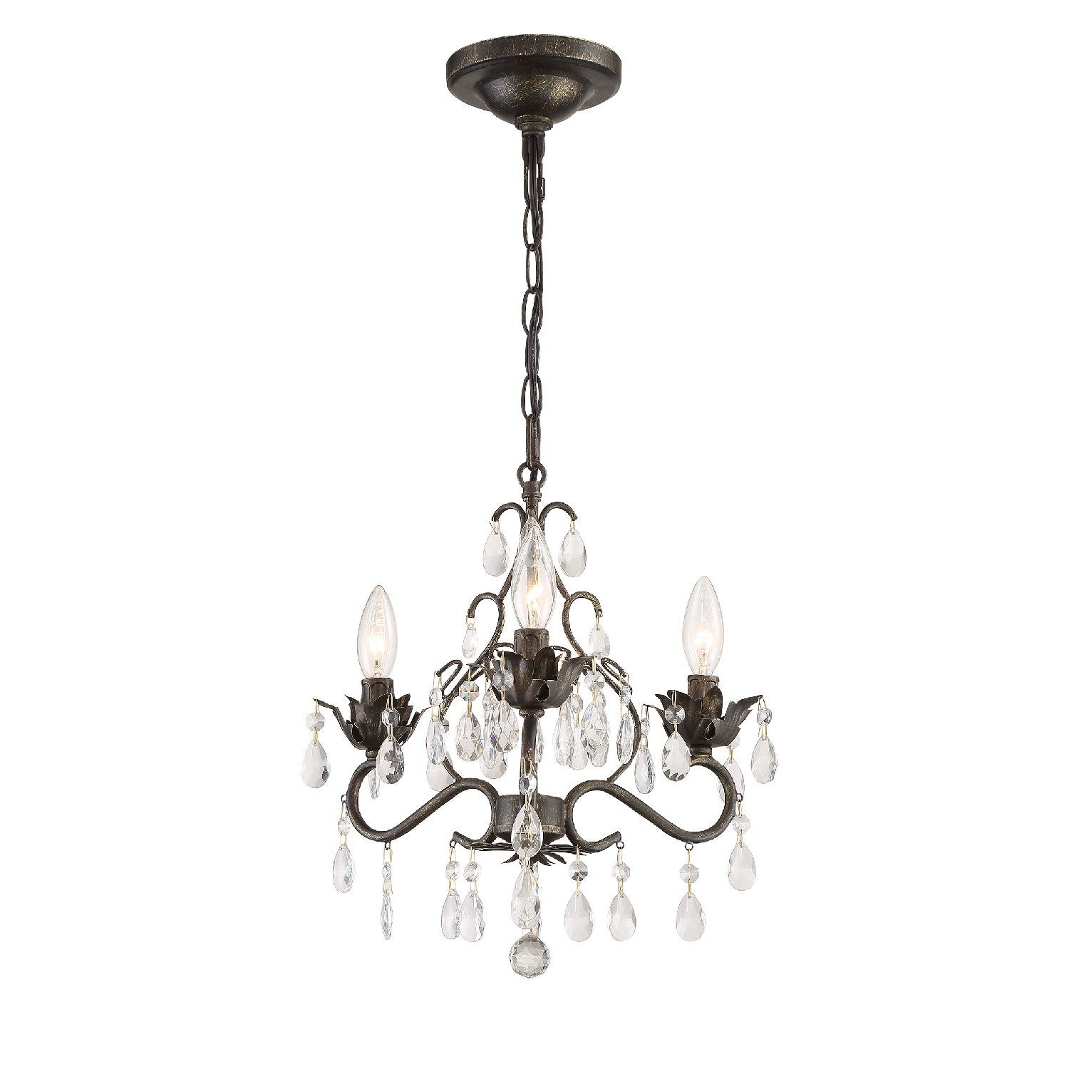 Crystorama Paris Market 4534-EB-CL-SAQ – 13 Inch – 3 Light – Chandelier – Clear Crystal – English Bronze – Damp Rated