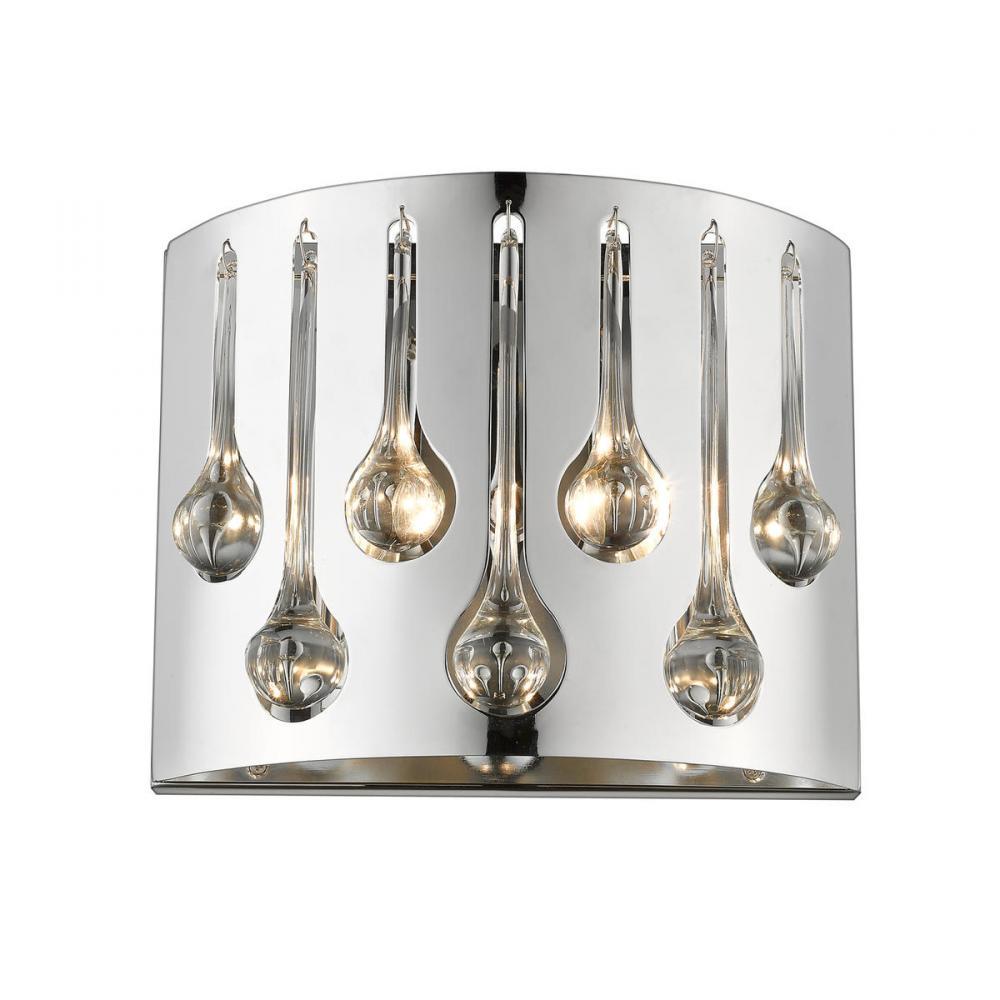 2 Light Wall Sconce-Chrome + Crystal