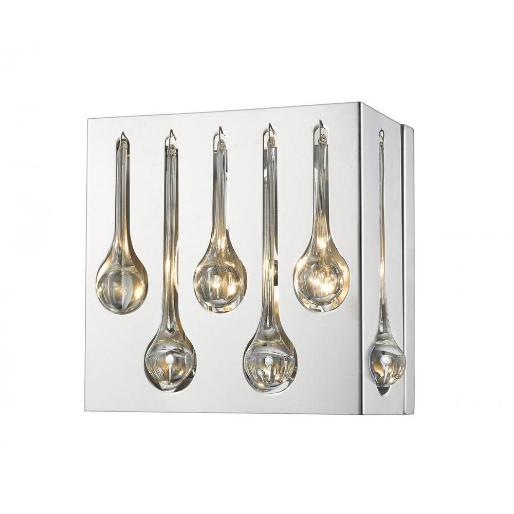 2 Light Wall Sconce-Chrome + Crystal