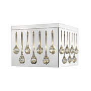 4 Light Flush Mount Light-Chrome + Crystal