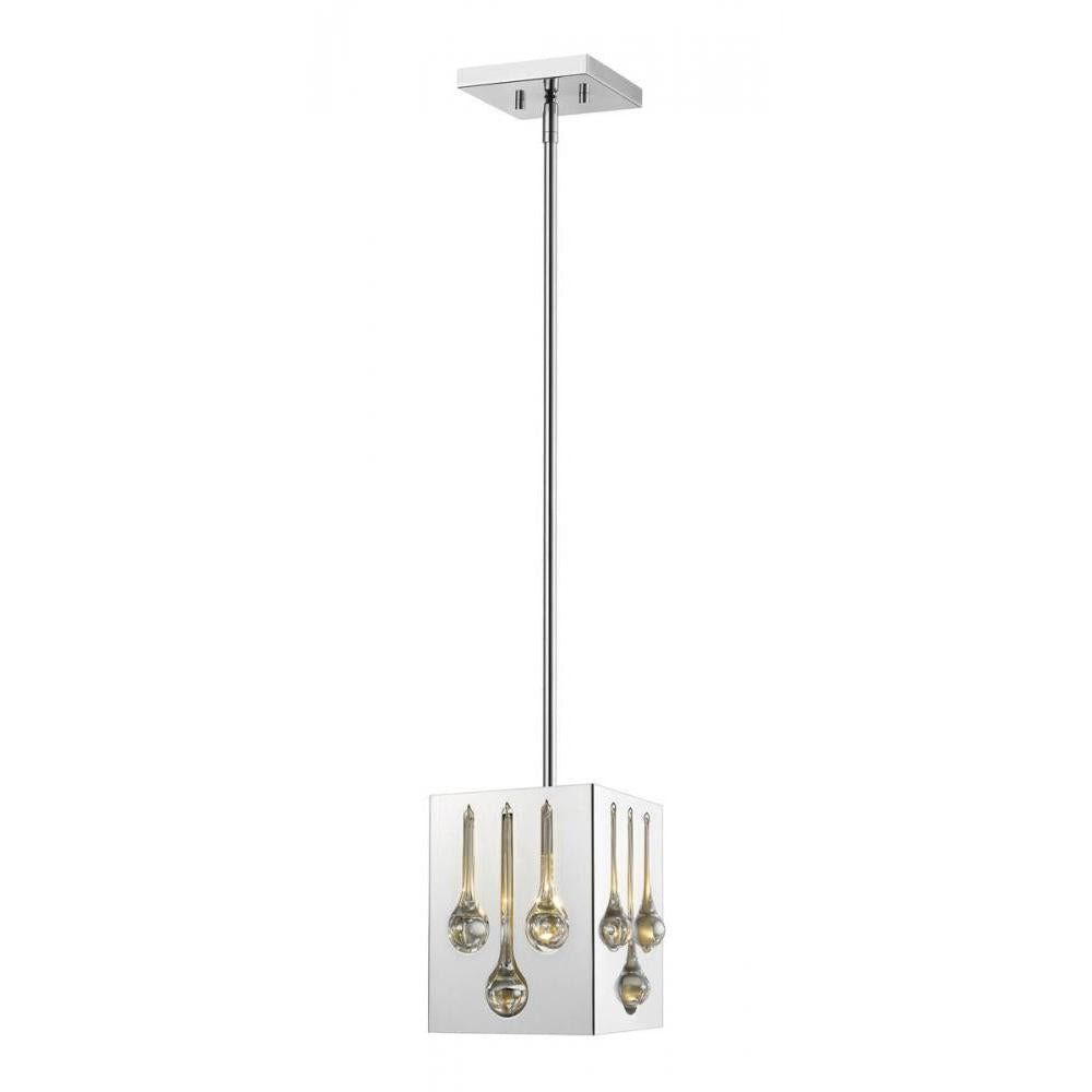 1 Light Pendant-Chrome + Crystal
