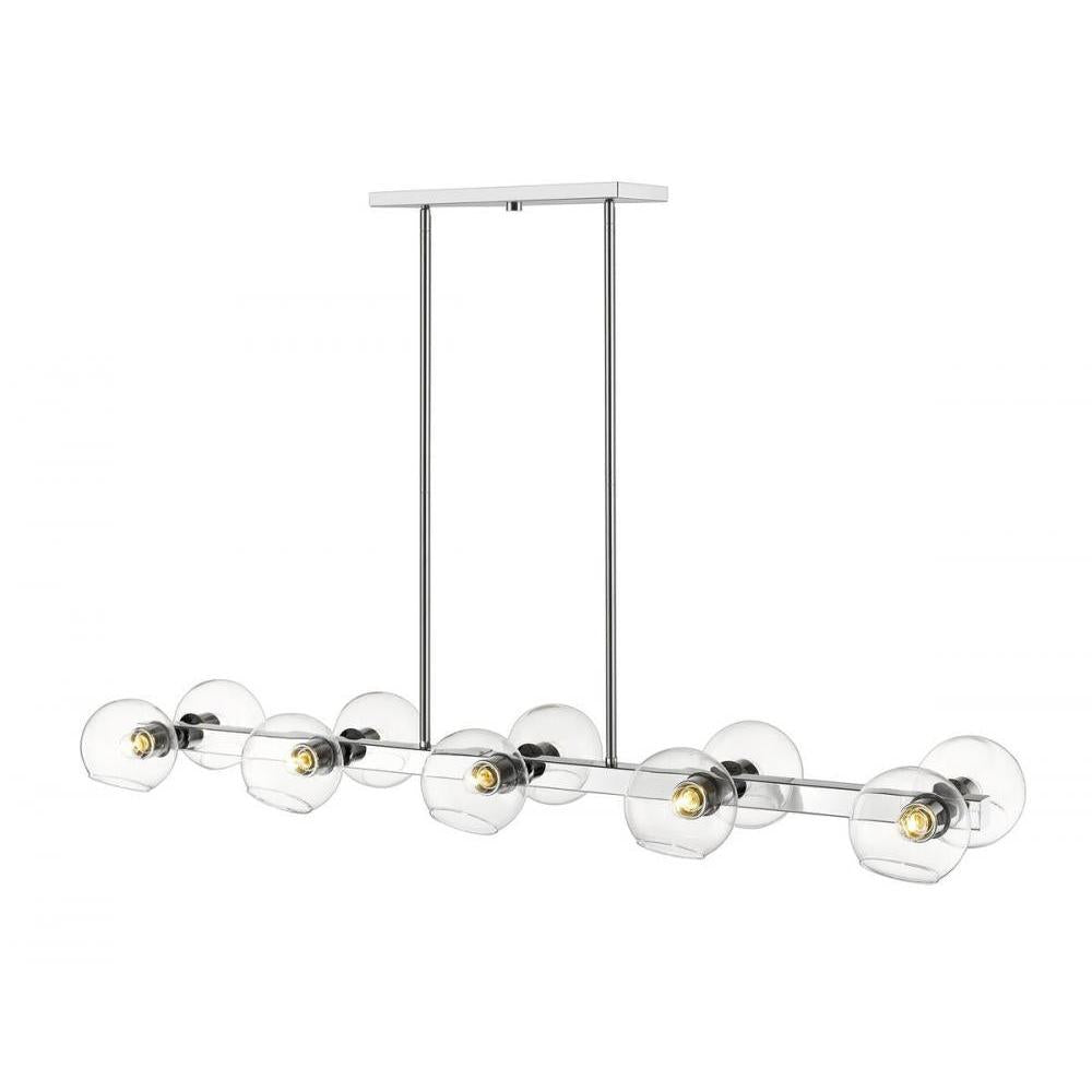 10 Light Linear Chandelier-Clear
