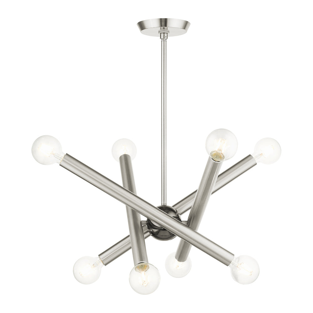 Livex Lighting STAFFORD 45584-91 Chandelier Contemporary - Brushed Nickel With Black Chrome Accents