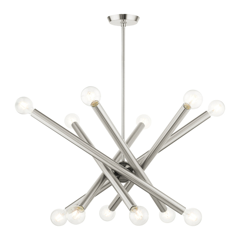 Livex Lighting STAFFORD 45586-91 Chandelier Contemporary - Brushed Nickel With Black Chrome Accents