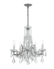 Crystorama Maria Theresa 4576-CH-CL-MWP – 20 Inch – 5 Light – Chandelier – Clear Crystal – Polished Chrome – Dry Rated